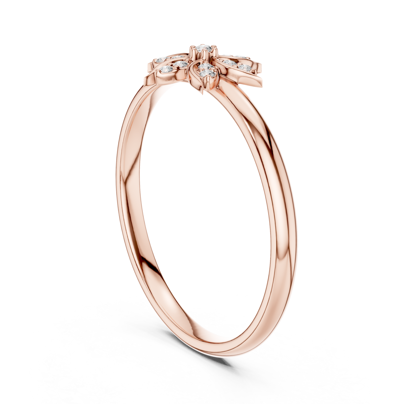  Rose Gold Enchanted Petal Radiance Statement Ring Left View