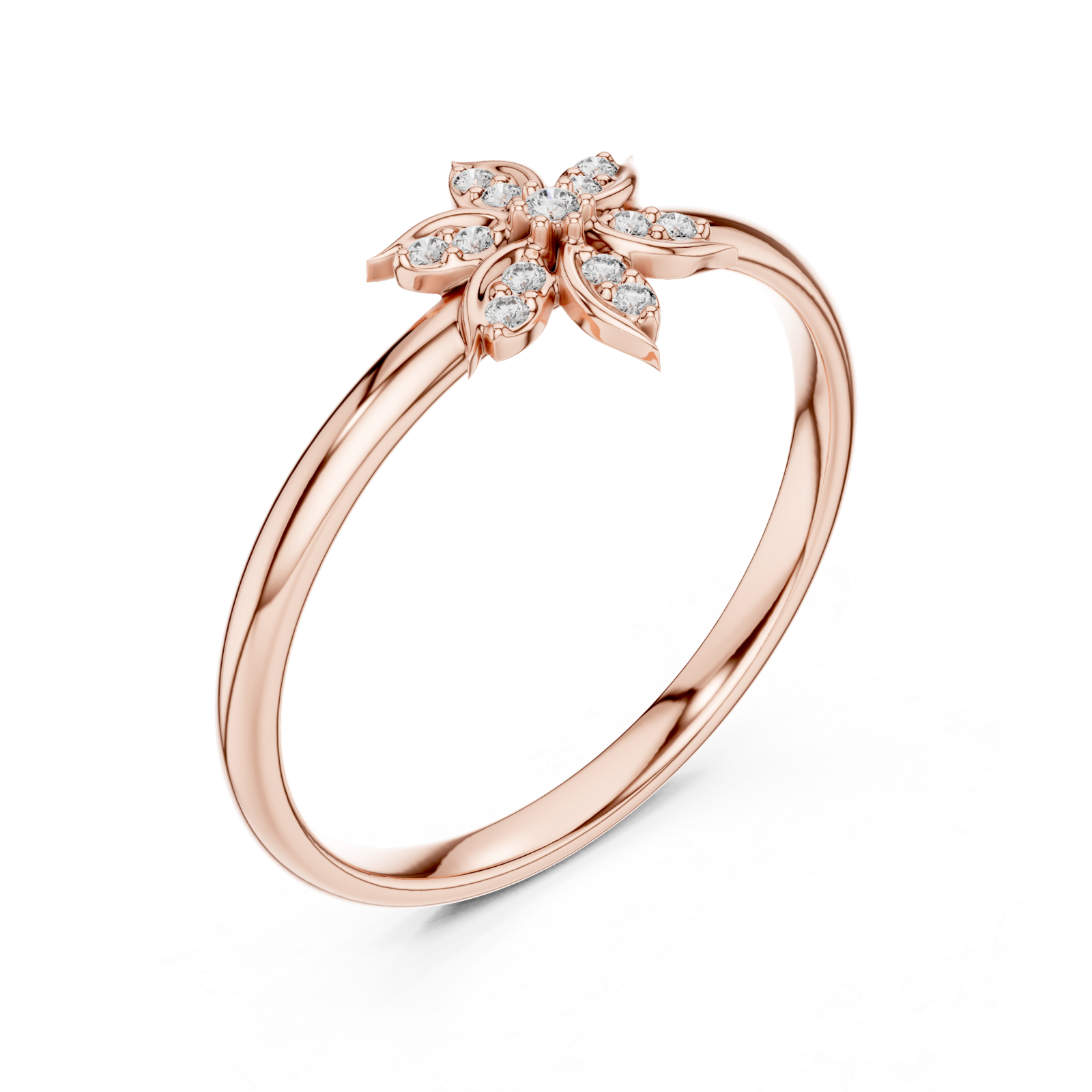  Rose Gold Enchanted Petal Radiance Statement Ring Right View
