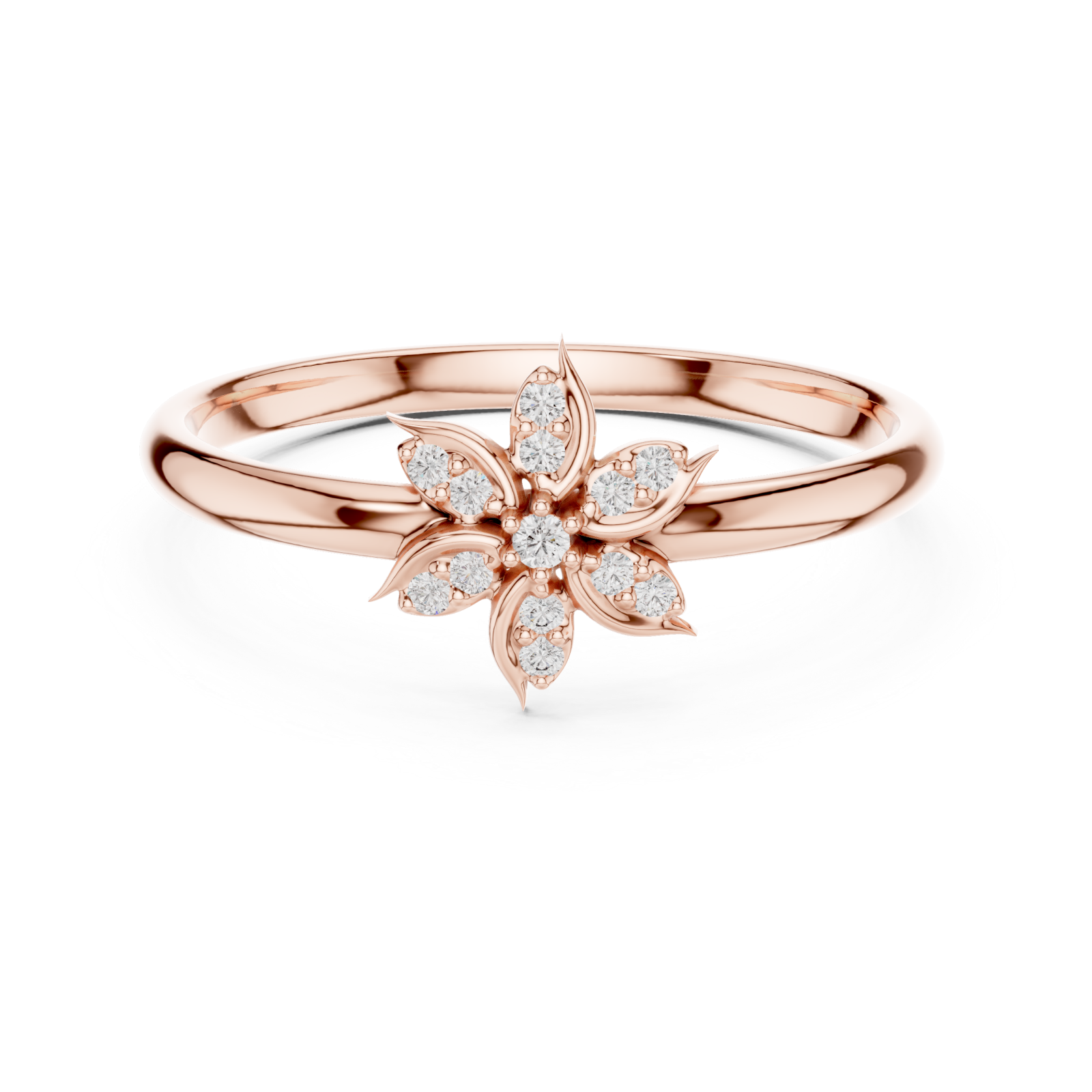  Rose Gold Enchanted Petal Radiance Statement Ring Front View