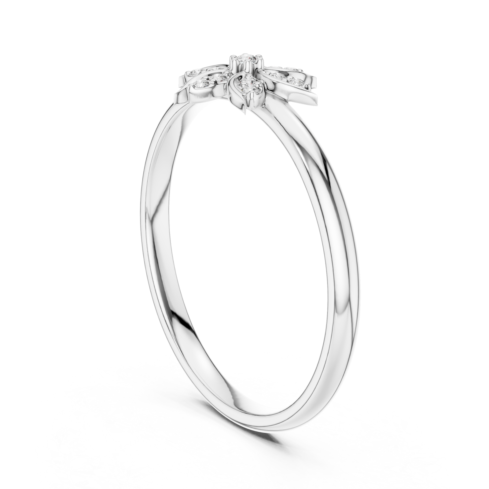  White Gold Enchanted Petal Radiance Statement Ring Left View