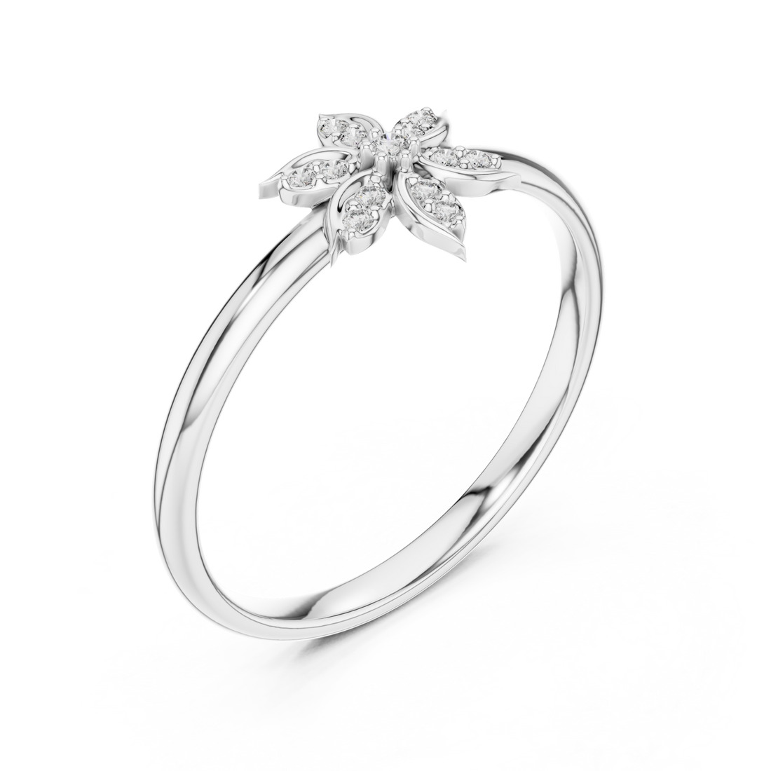  White Gold Enchanted Petal Radiance Statement Ring Right View