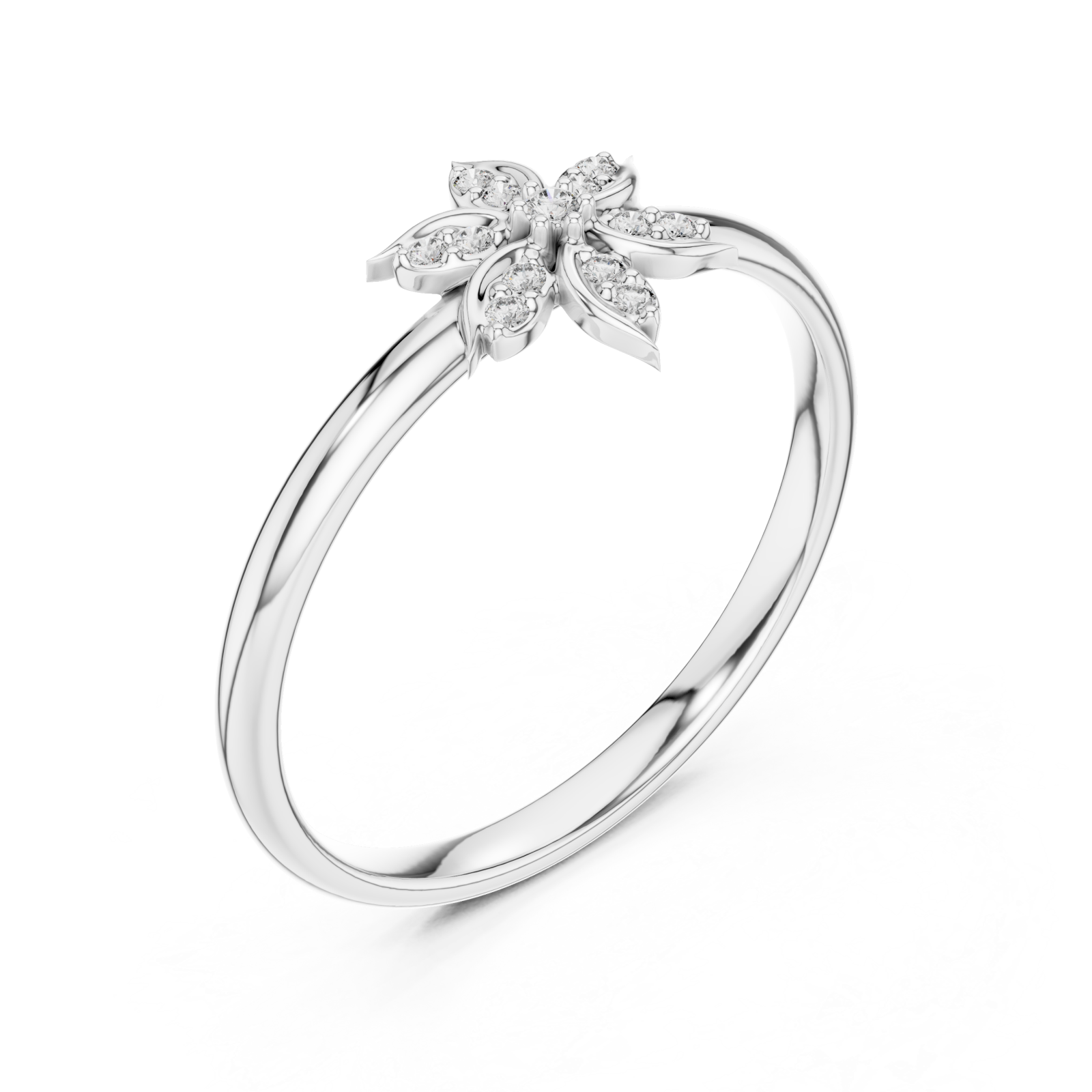  White Gold Enchanted Petal Radiance Statement Ring Right View