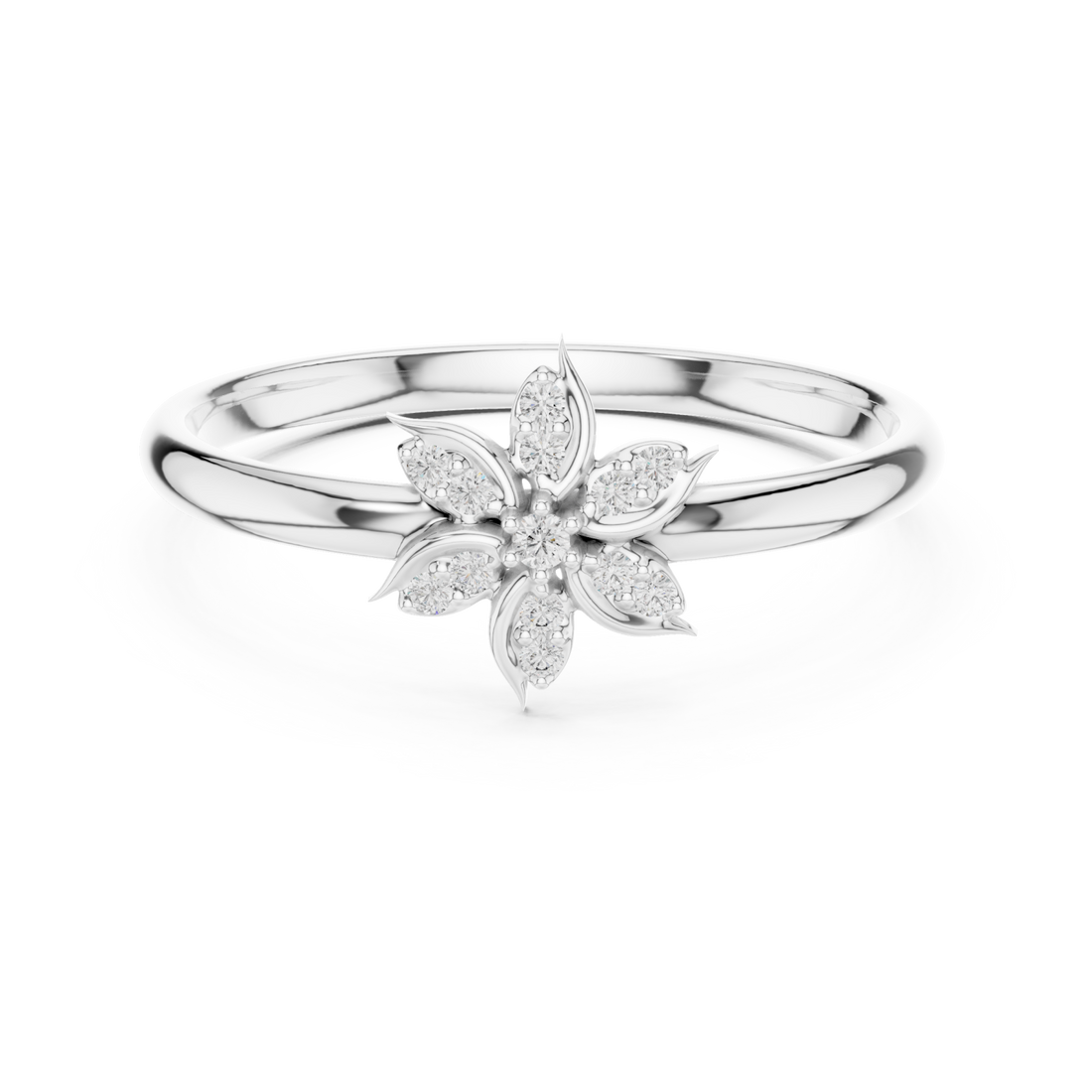  White Gold Enchanted Petal Radiance Statement Ring Right View