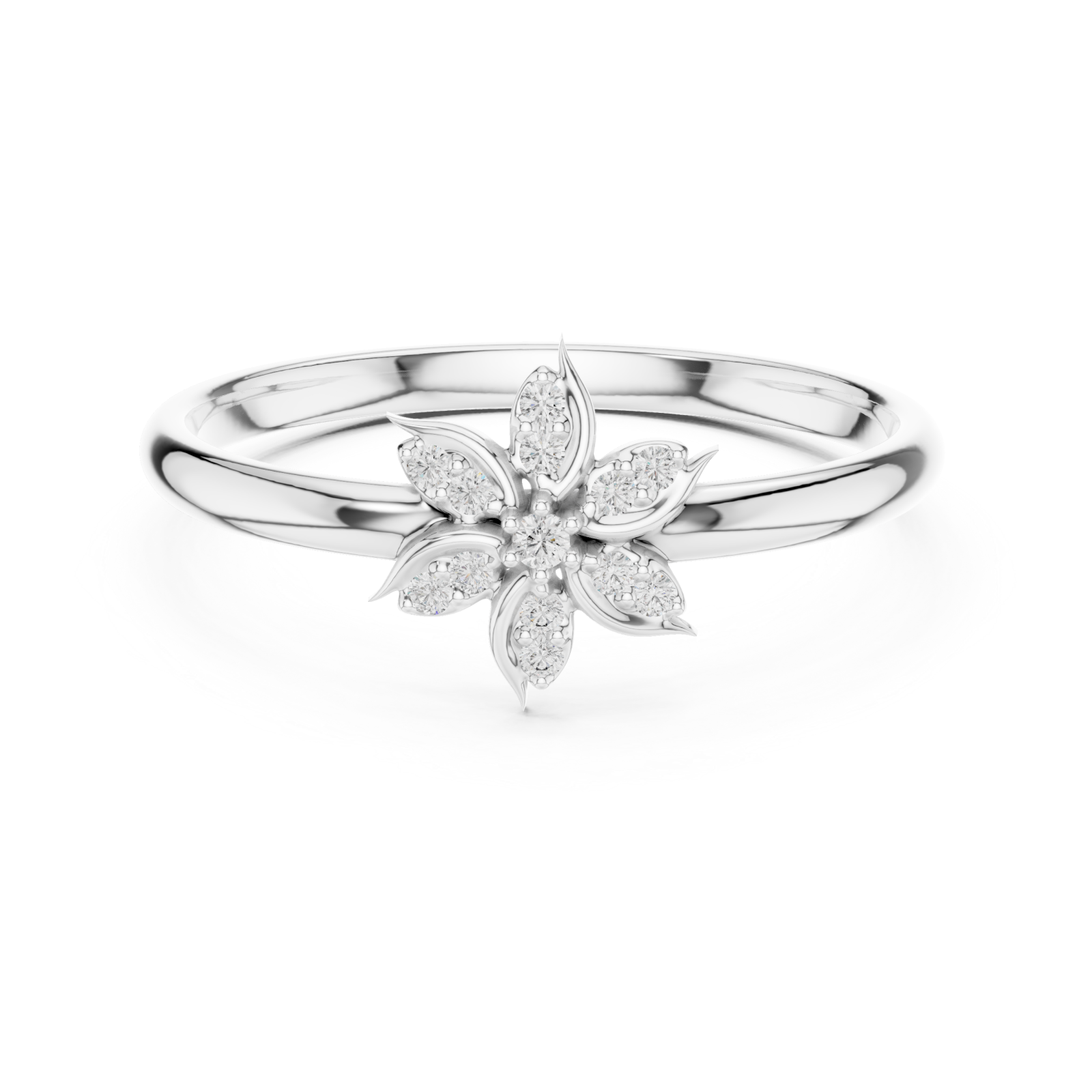  White Gold Enchanted Petal Radiance Statement Ring Front View