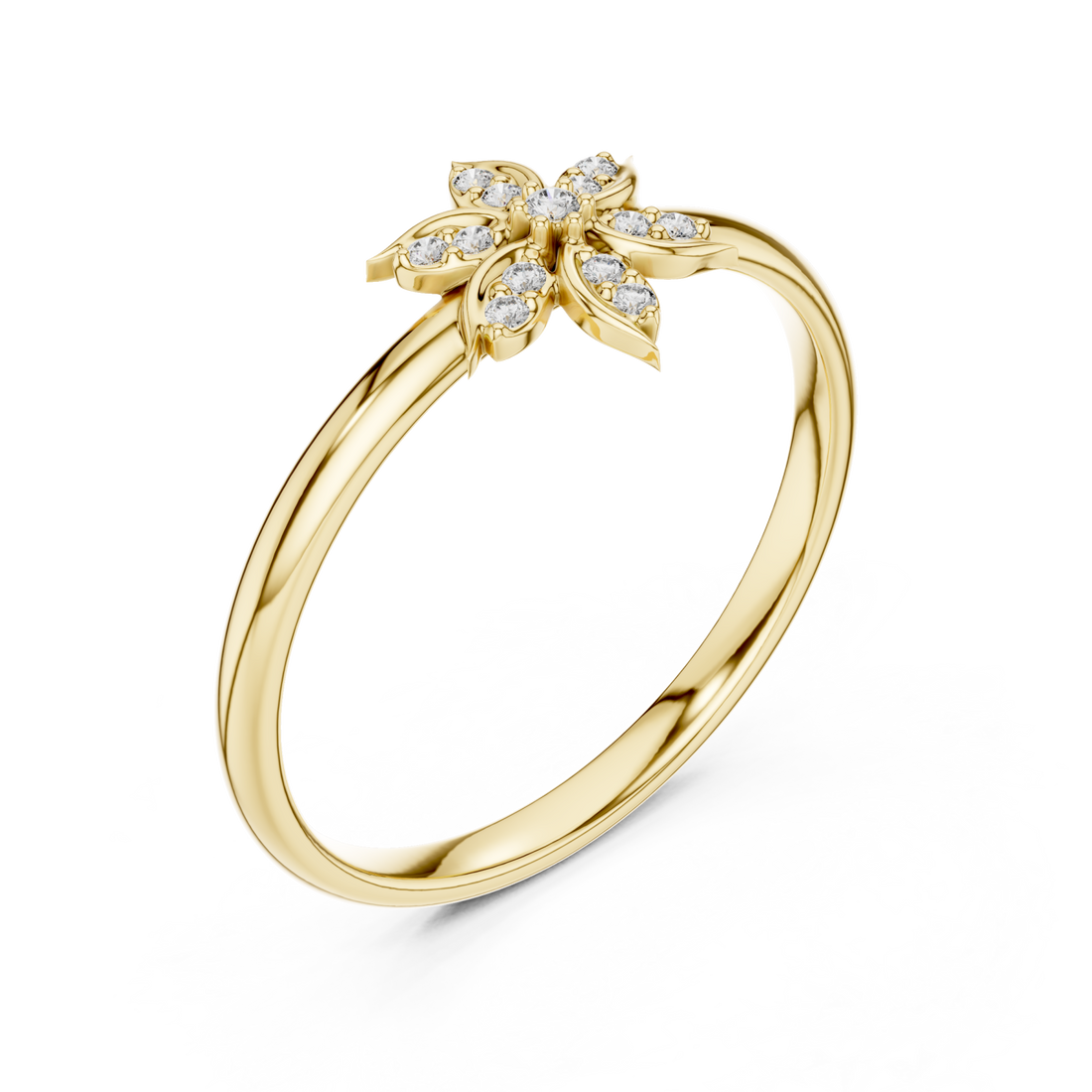 Gold Enchanted Petal Radiance Statement Ring Right View