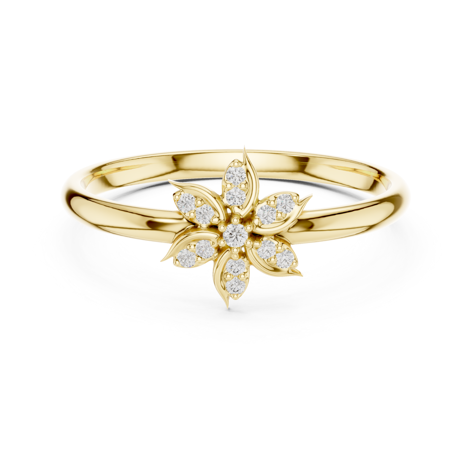  Gold Enchanted Petal Radiance Statement Ring Front View