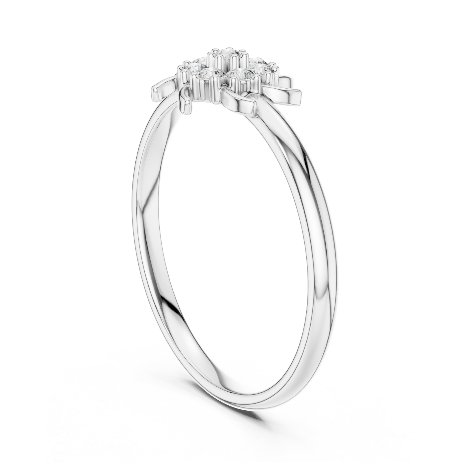  White Gold Celestial Spark Blossom Ring Left View