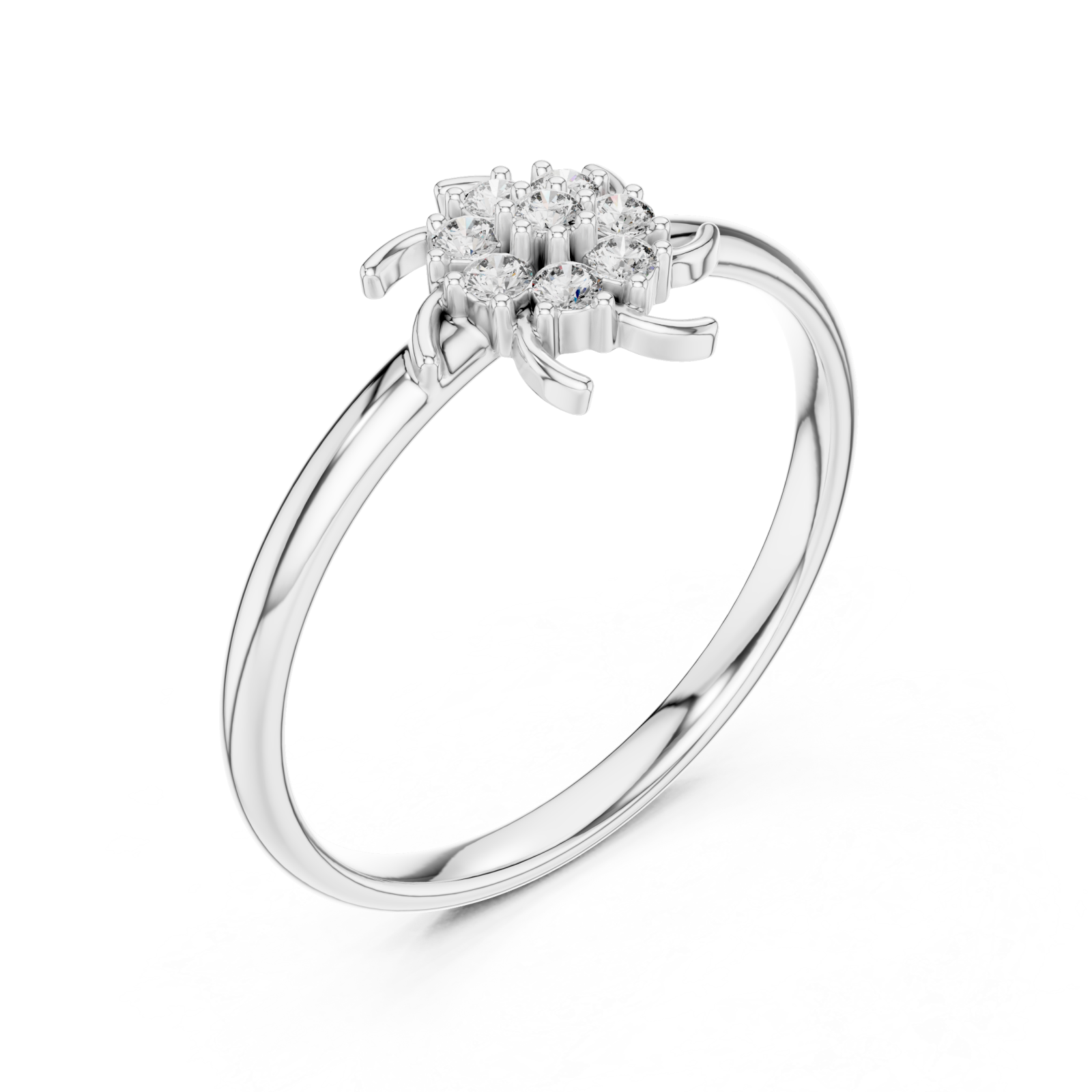  White Gold Celestial Spark Blossom Ring Right View