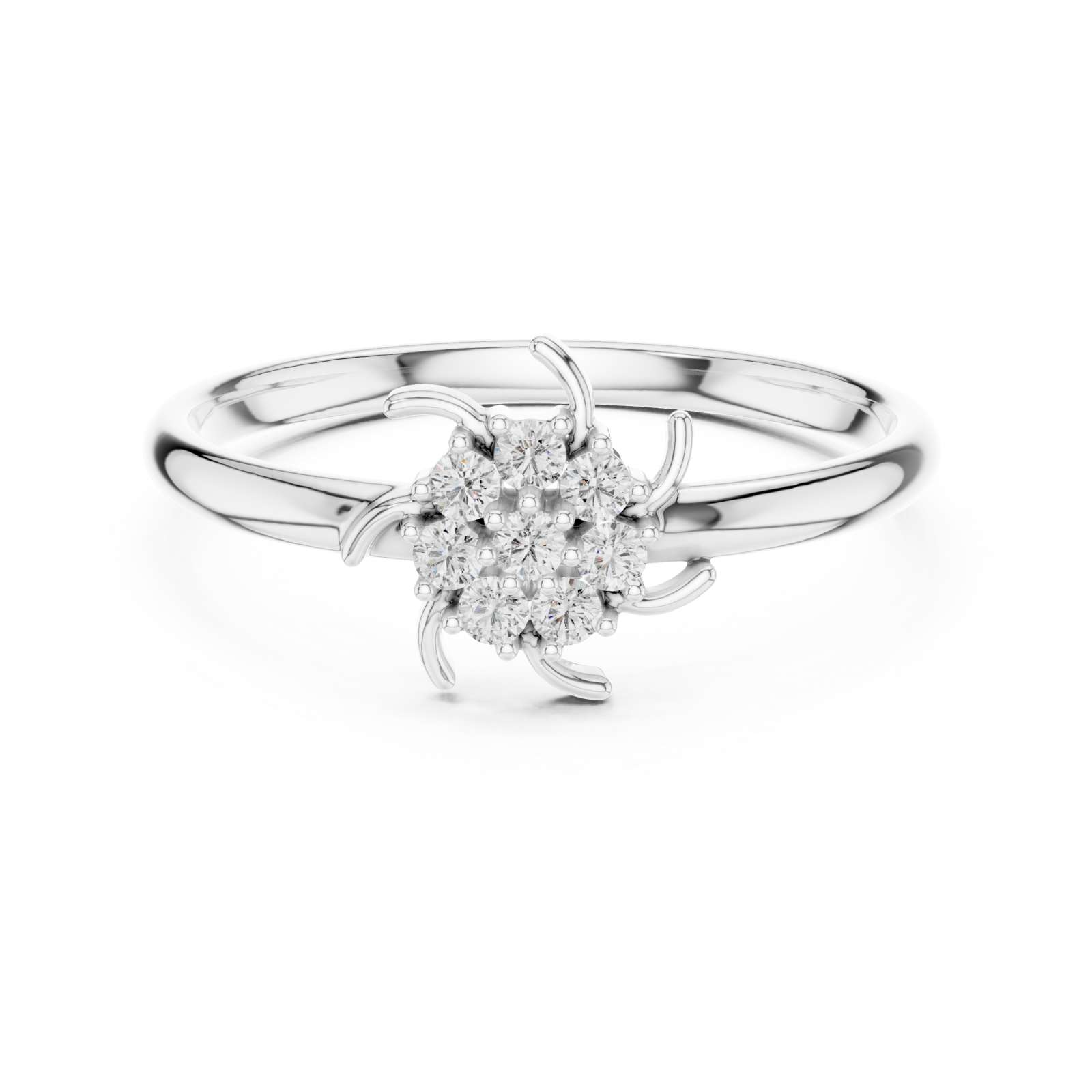  White Gold Celestial Spark Blossom Ring Front View