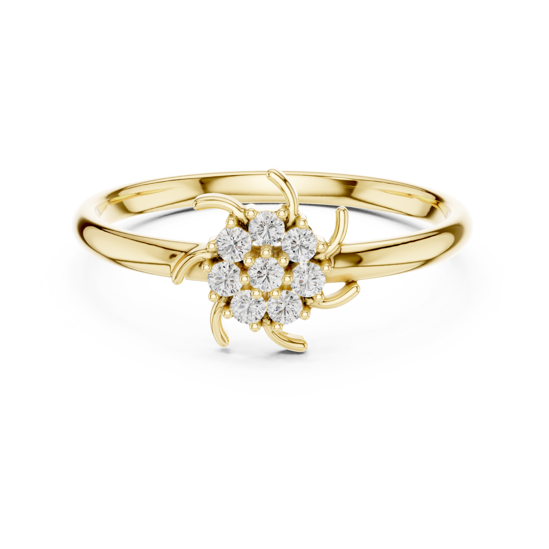 Gold Celestial Spark Blossom Ring Right View
