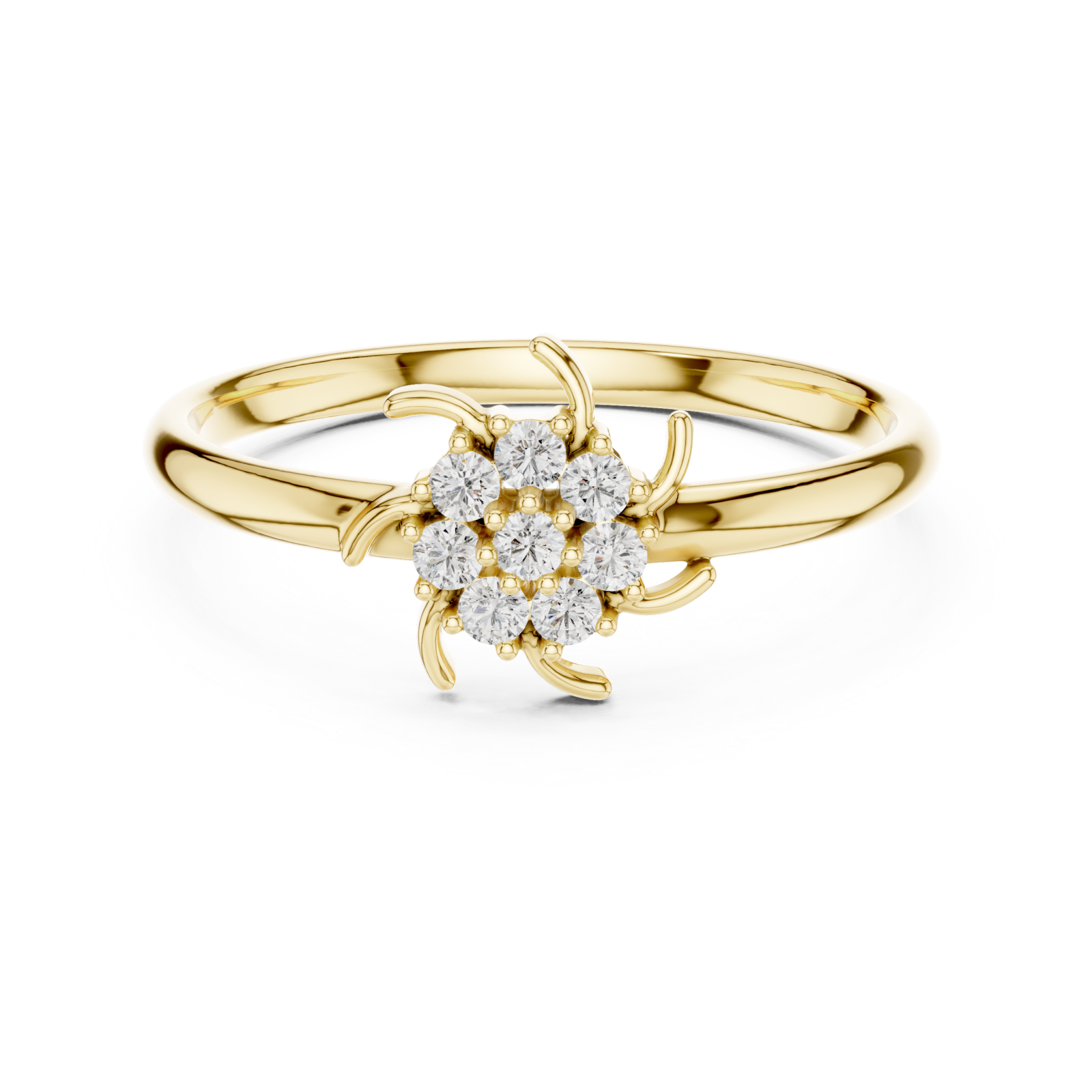  Gold Celestial Spark Blossom Ring Front View