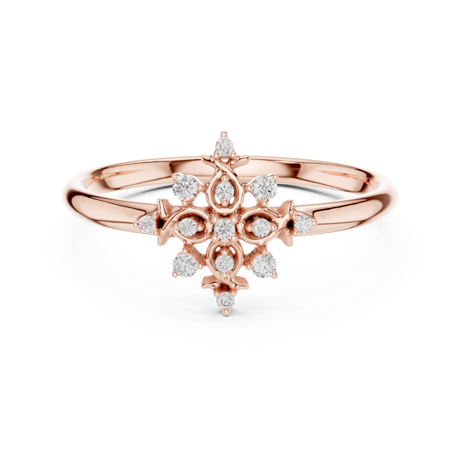 Rose Gold Twilight Blossom Halo Petal Dream Ring Front View