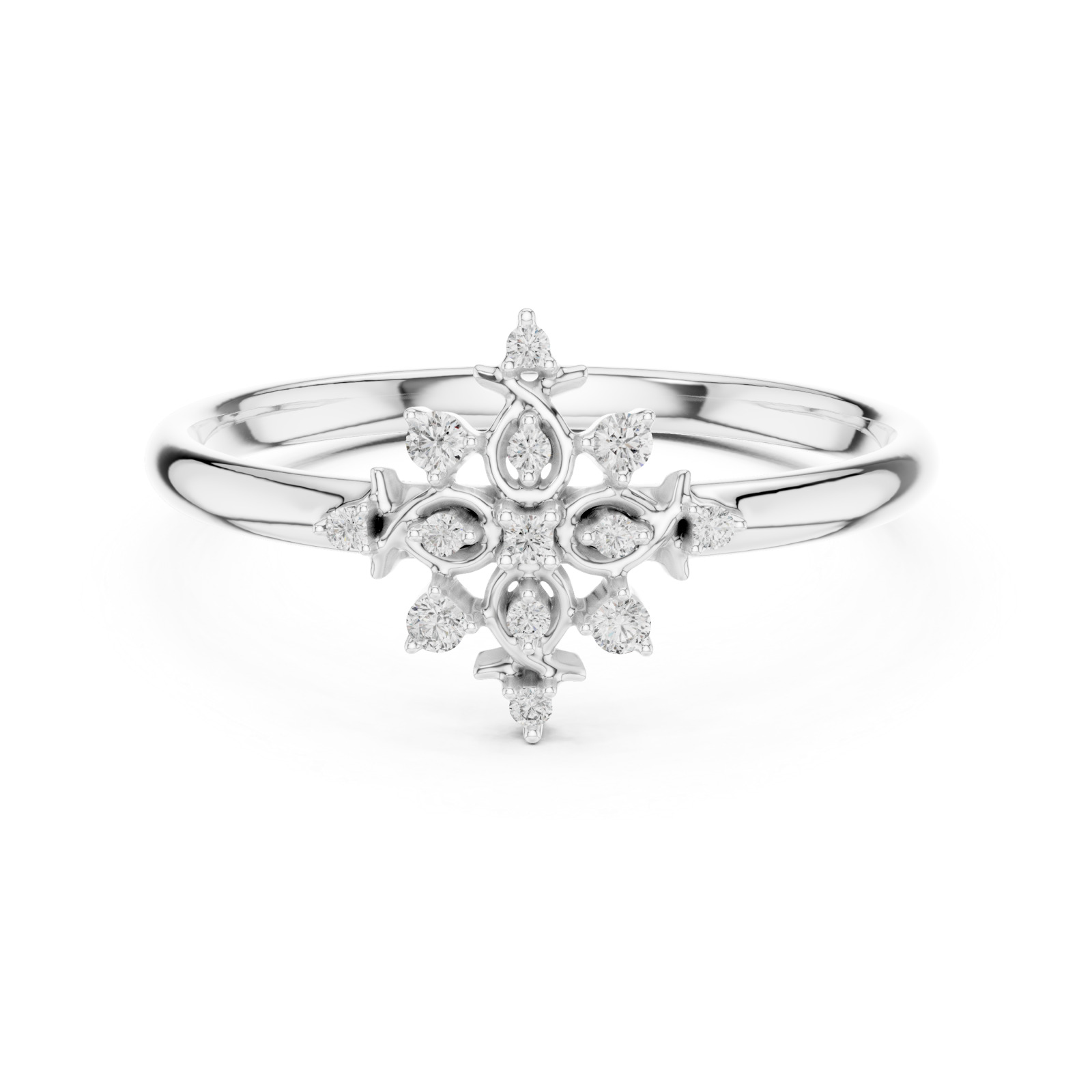 White Gold Twilight Blossom Halo Petal Dream Ring Front View