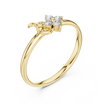 Gold Enchanted Petite Floral Band Ring Right View