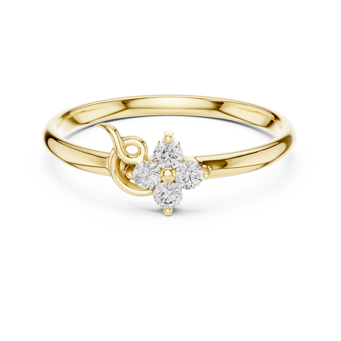 Gold Enchanted Petite Floral Band Ring Right View