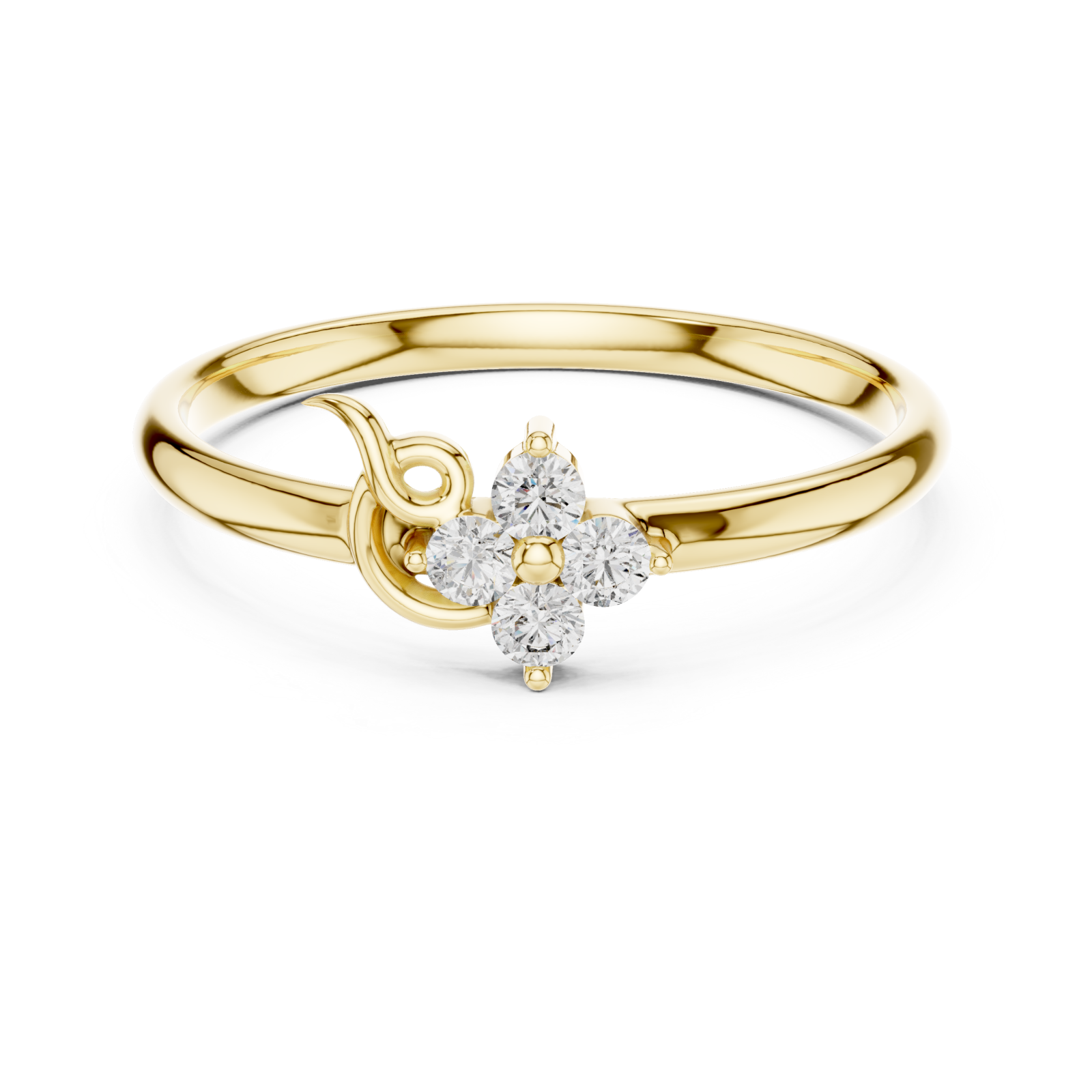  Gold Enchanted Petite Floral Band Ring Front View