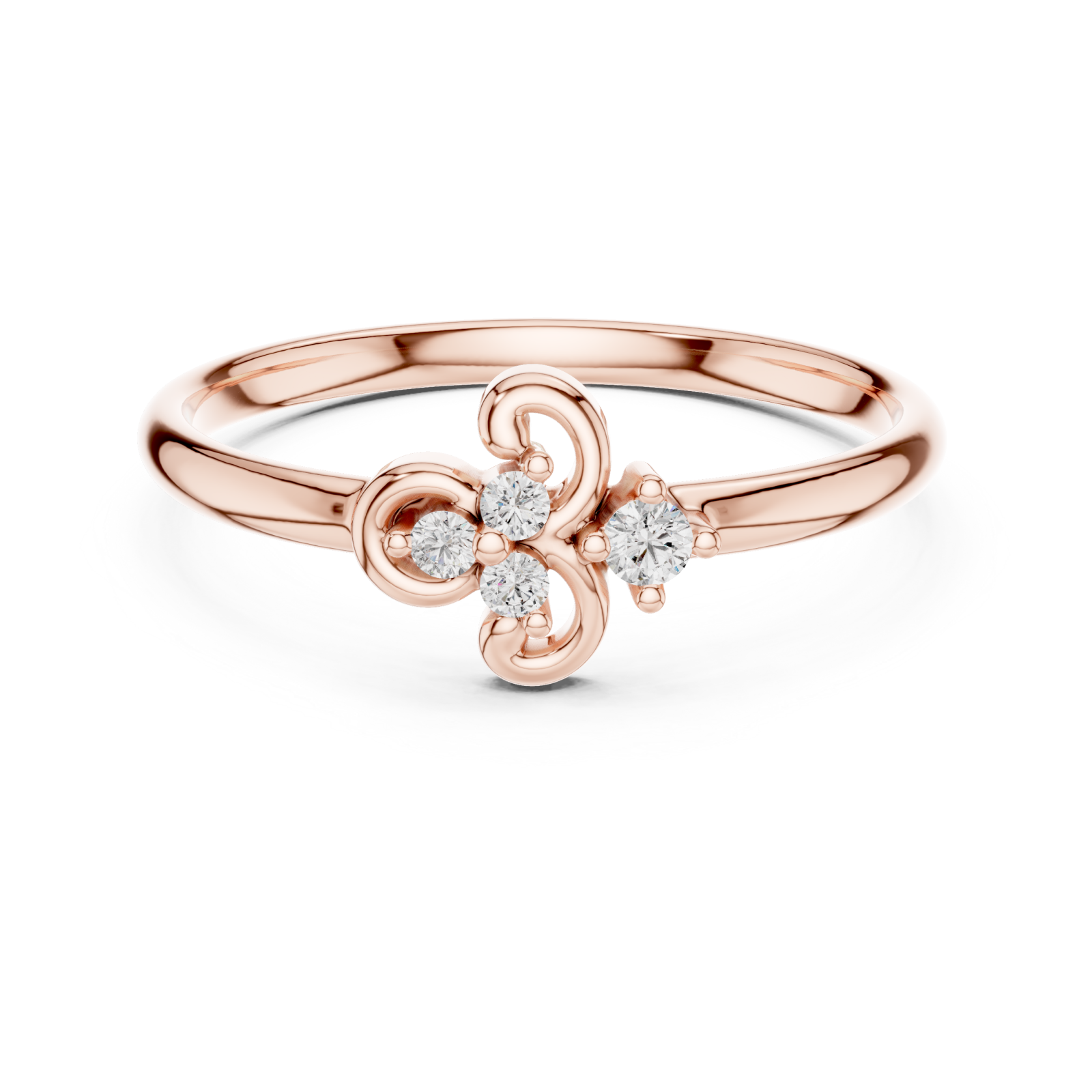  Rose Gold Graceful Harmony Floral Ring Front View