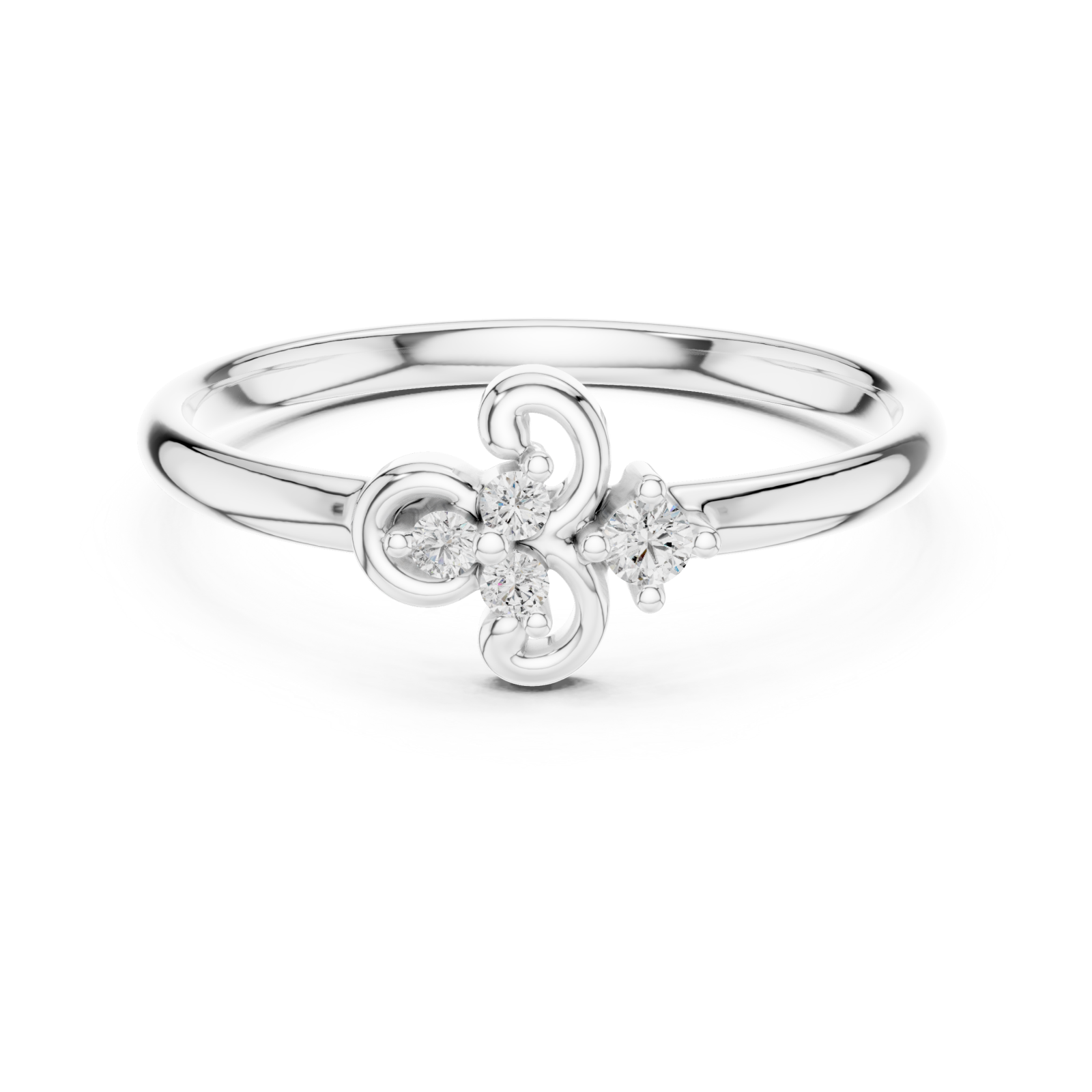  White Gold Graceful Harmony Floral Ring Front View