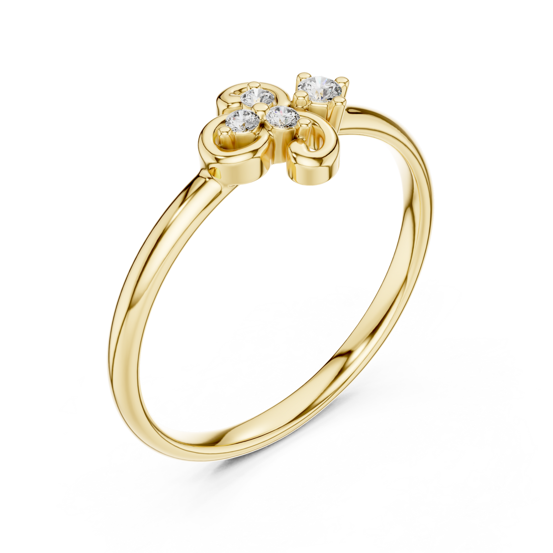 Gold Graceful Harmony Floral Ring Right View