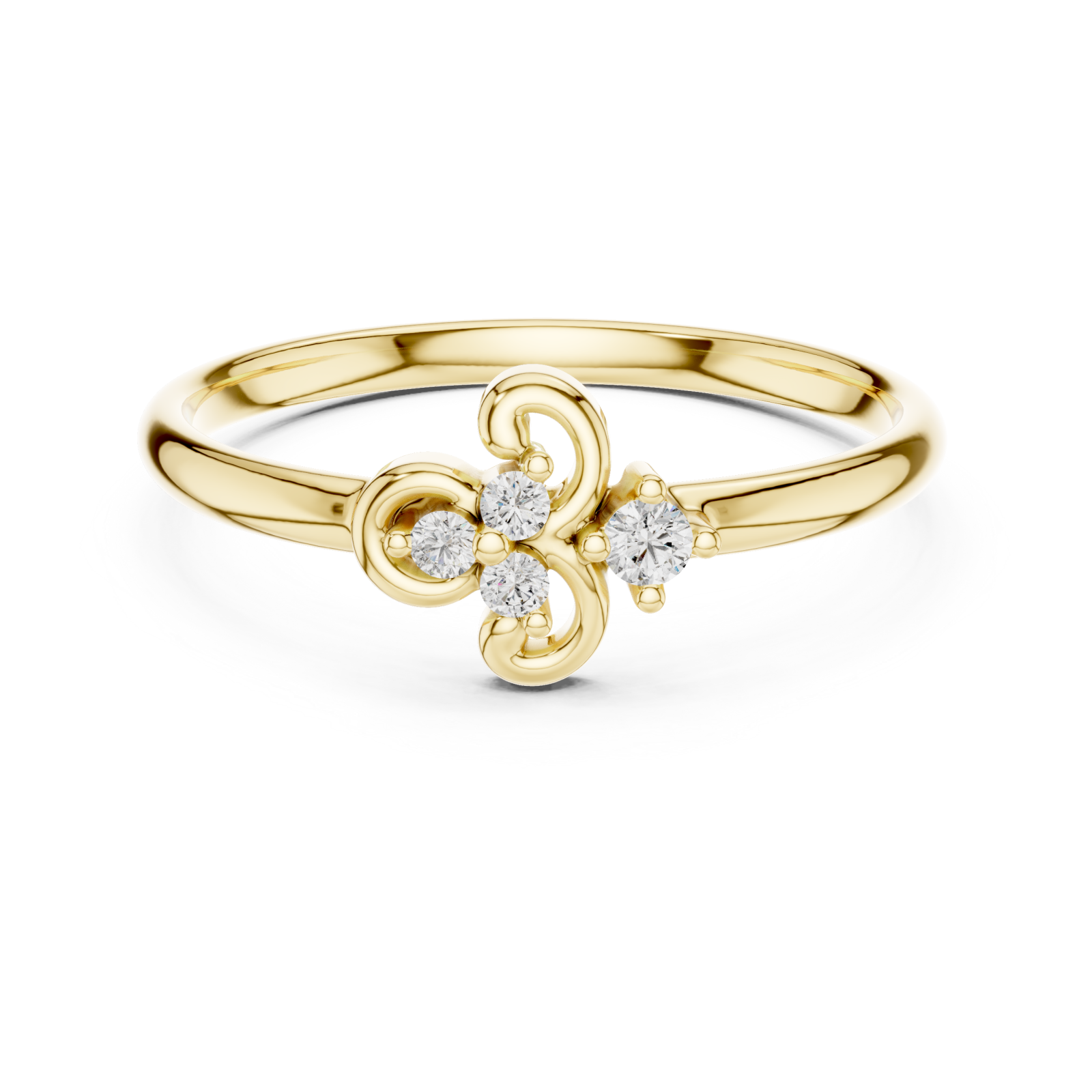  Gold Graceful Harmony Floral Ring Front View