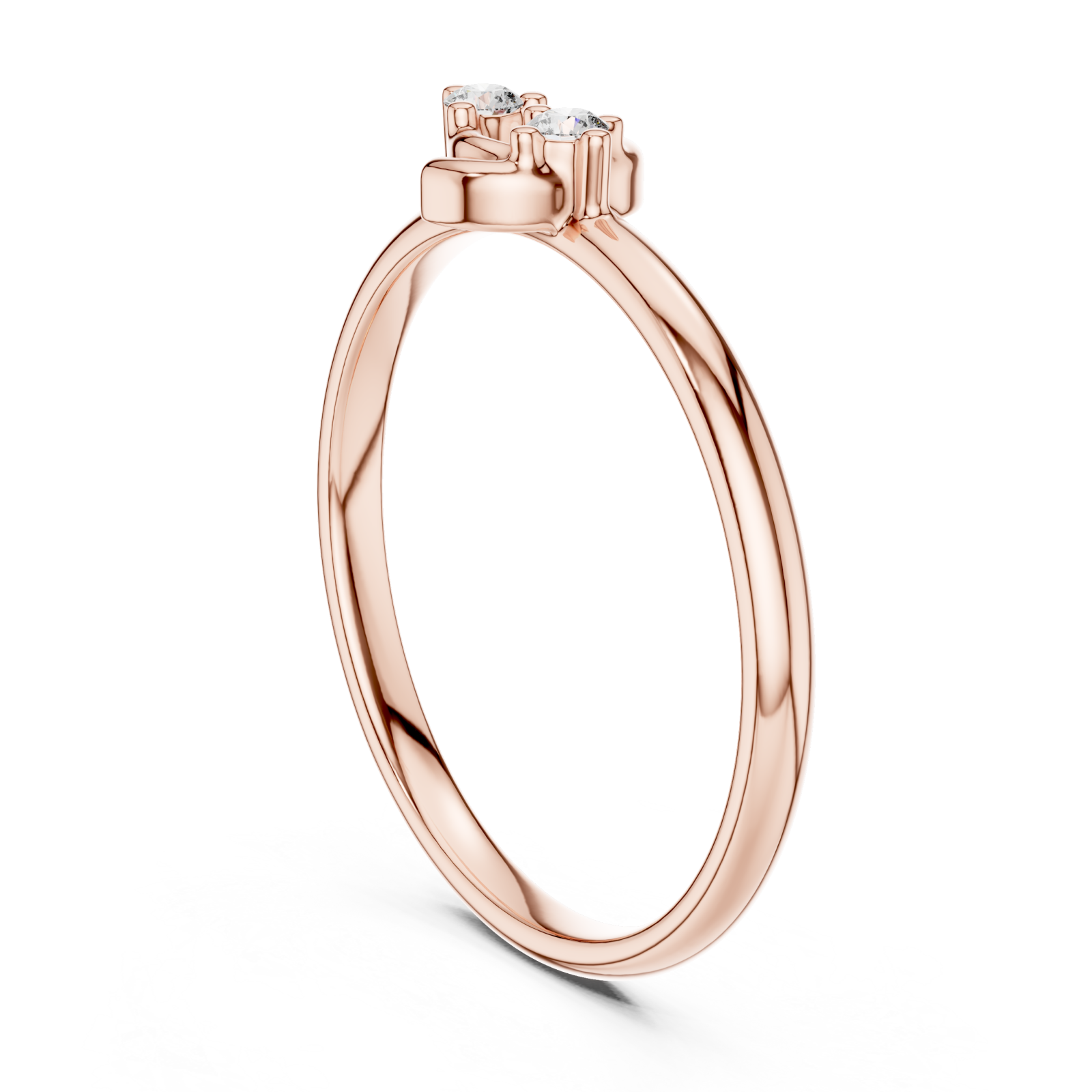  Rose Gold Lustrous Duo Embrace Ring Left View