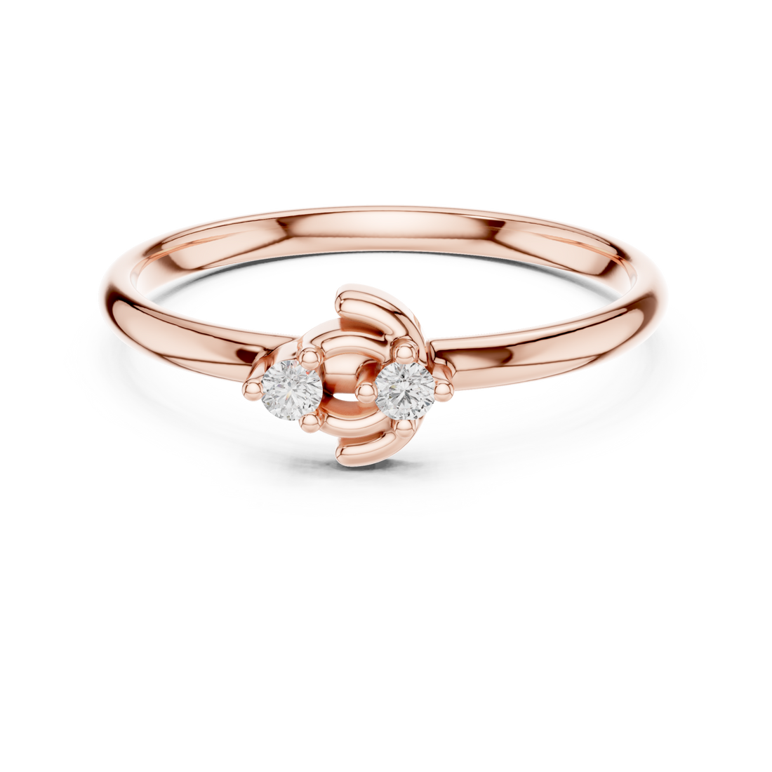  Rose Gold Lustrous Duo Embrace Ring Right View