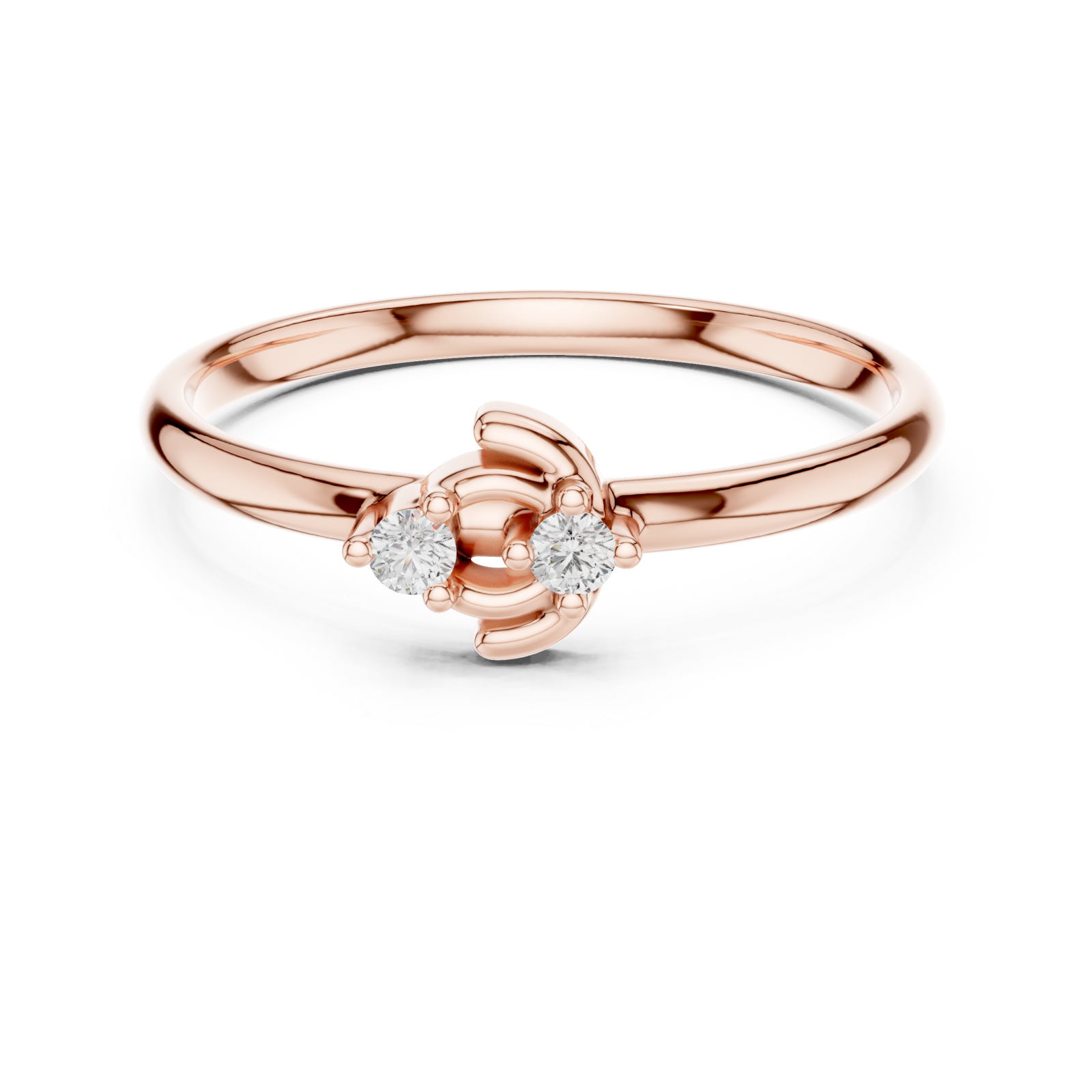  Rose Gold Lustrous Duo Embrace Ring Front View