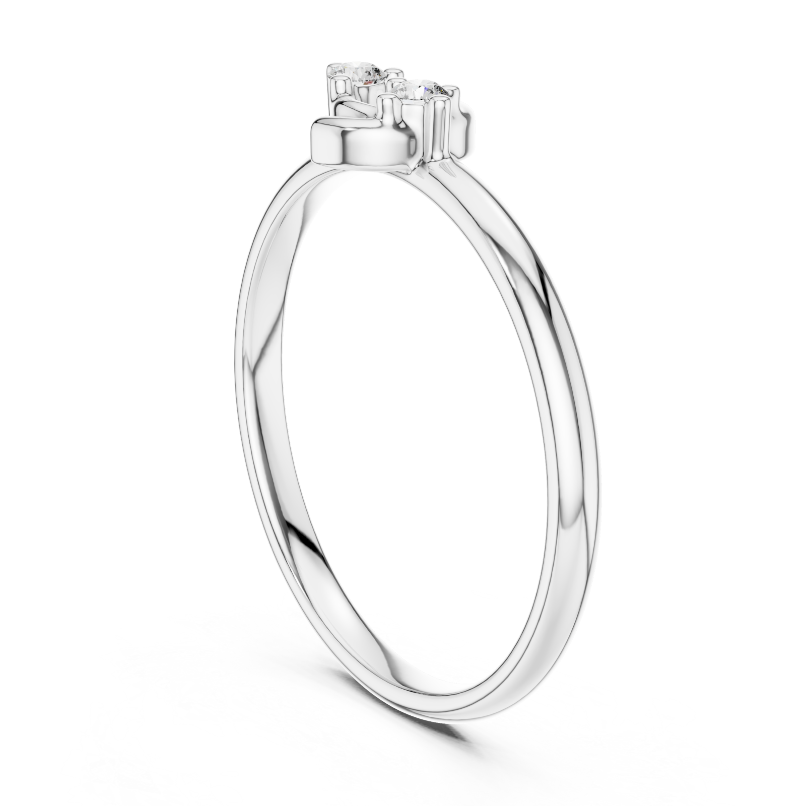  White Gold Lustrous Duo Embrace Ring Left View