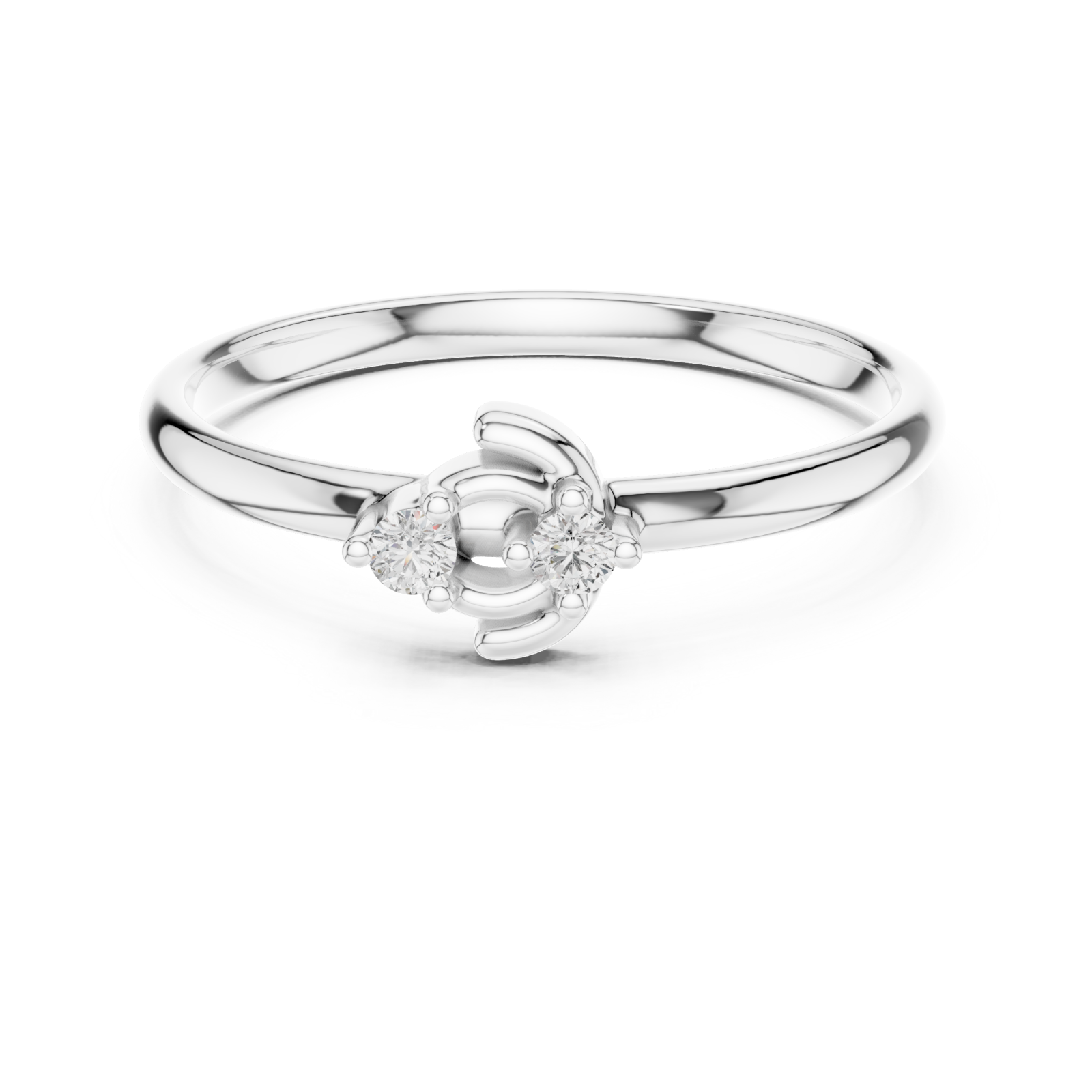  White Gold Lustrous Duo Embrace Ring Front View