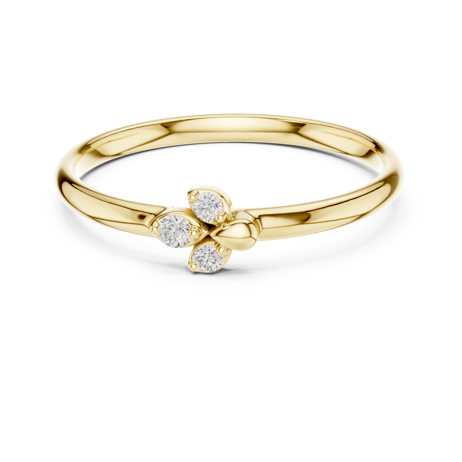  Gold Sweet Blossom Harmony Solitaire Ring Front View