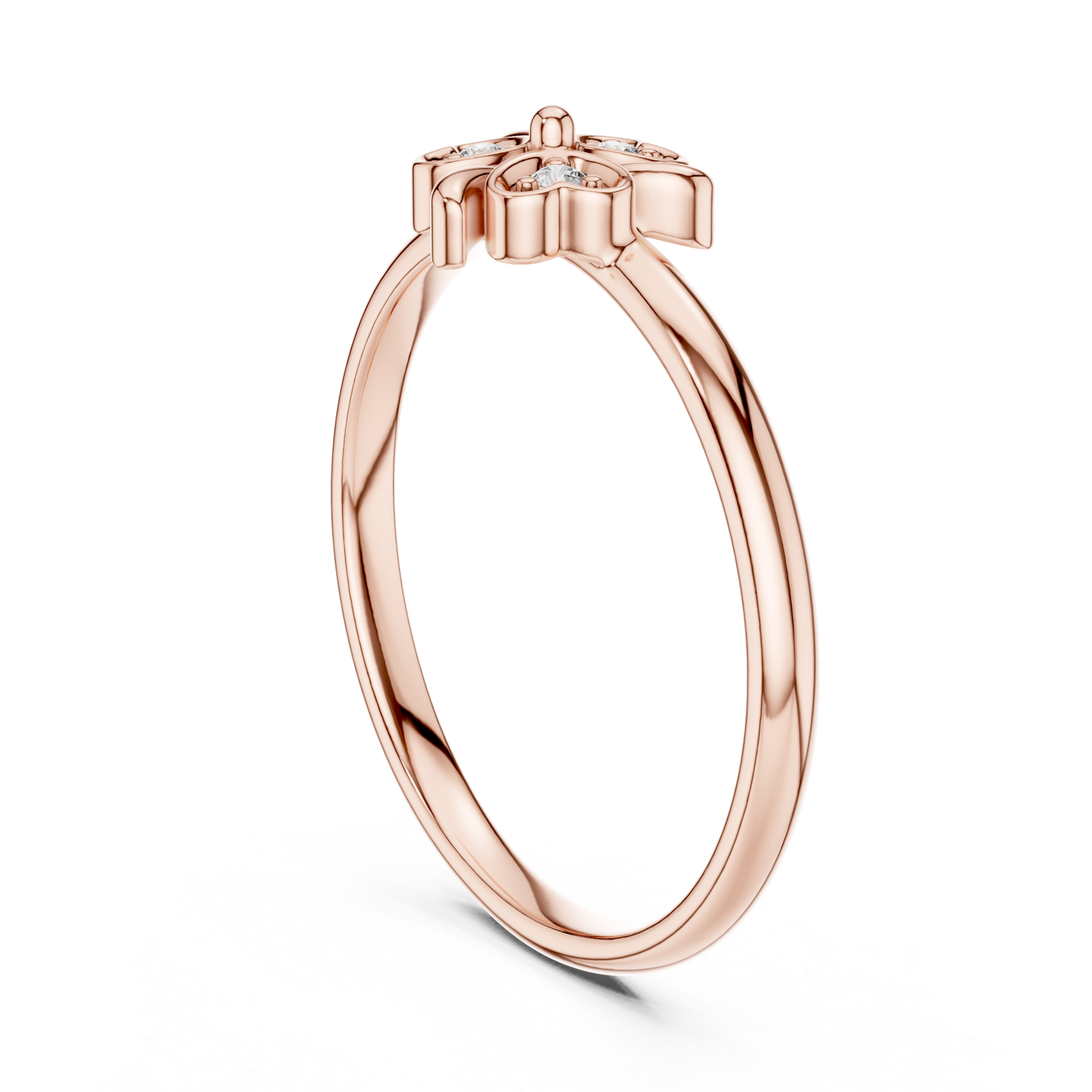  Rose Gold Serene Petal Harmony Solitaire Band Ring Left View