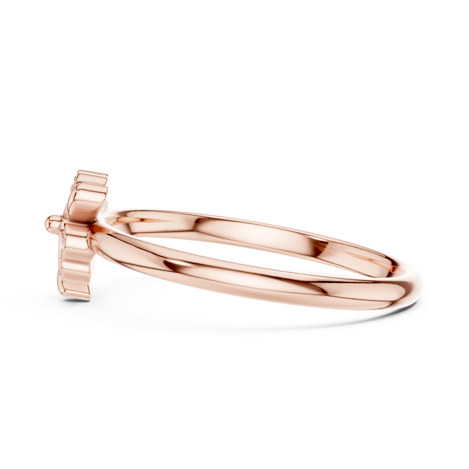  Rose Gold Serene Petal Harmony Solitaire Band Ring Side View