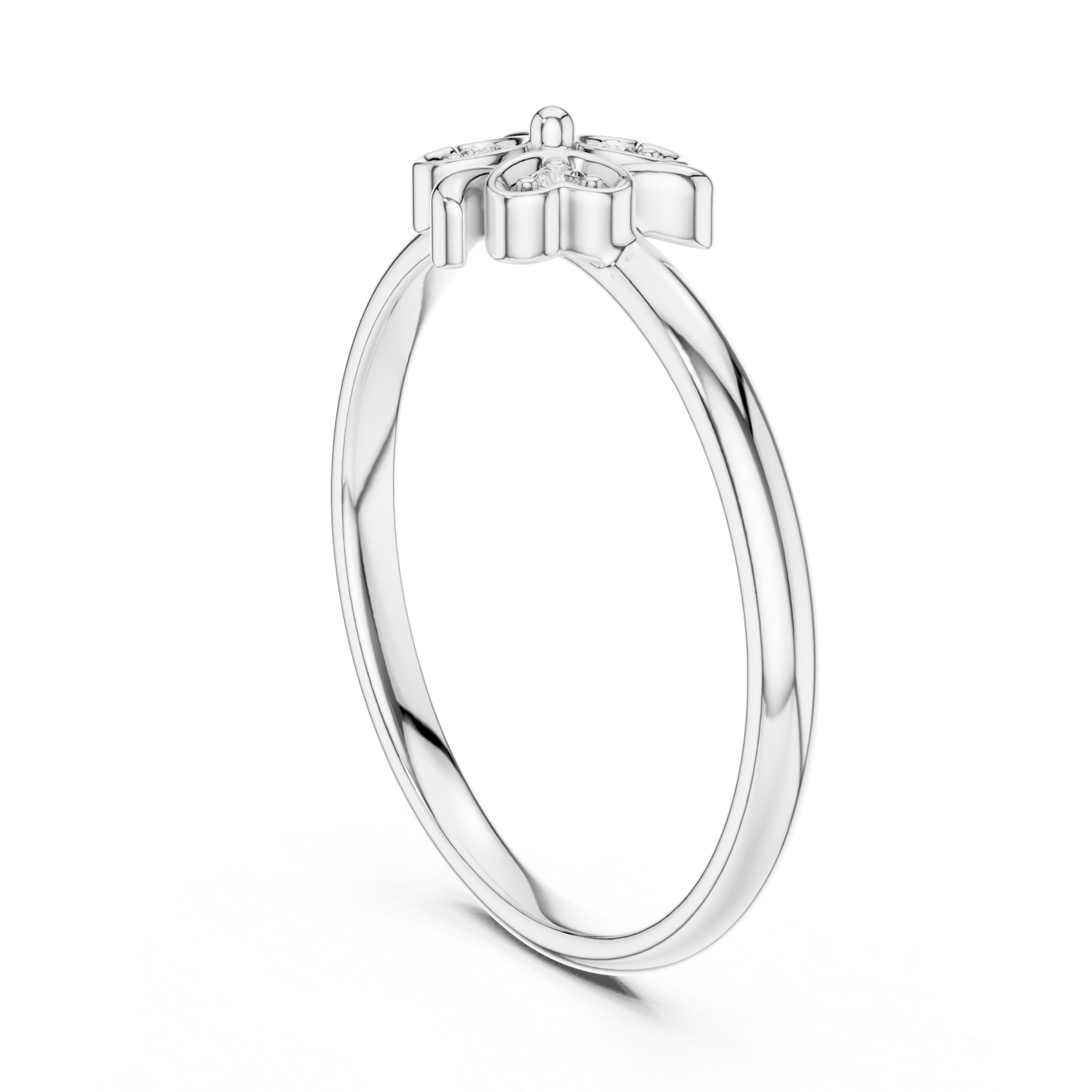  White Gold Serene Petal Harmony Solitaire Band Ring Left View