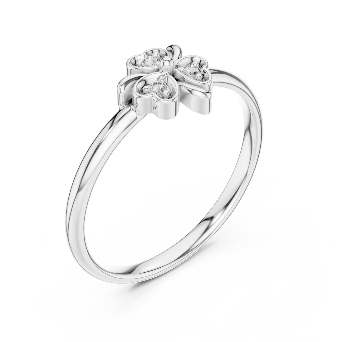  White Gold Serene Petal Harmony Solitaire Band Ring Right View