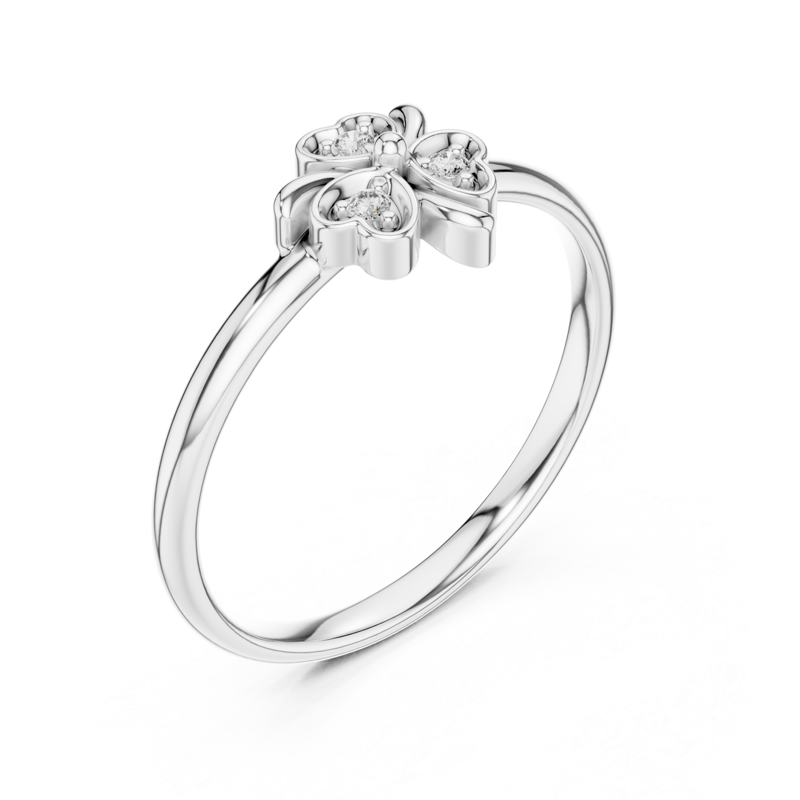  White Gold Serene Petal Harmony Solitaire Band Ring Right View