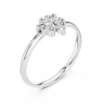  White Gold Serene Petal Harmony Solitaire Band Ring Right View
