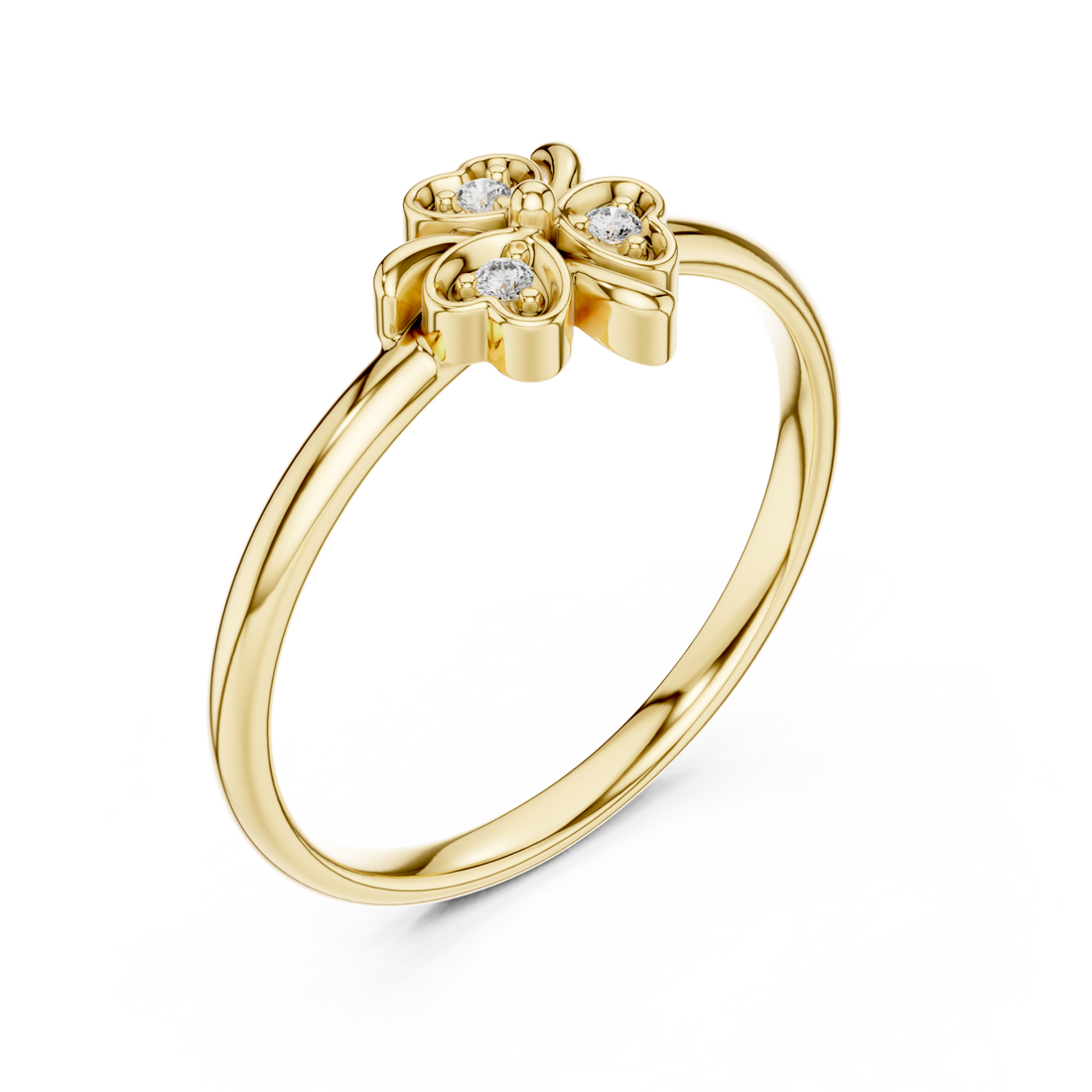 Gold Serene Petal Harmony Solitaire Band Ring Right View