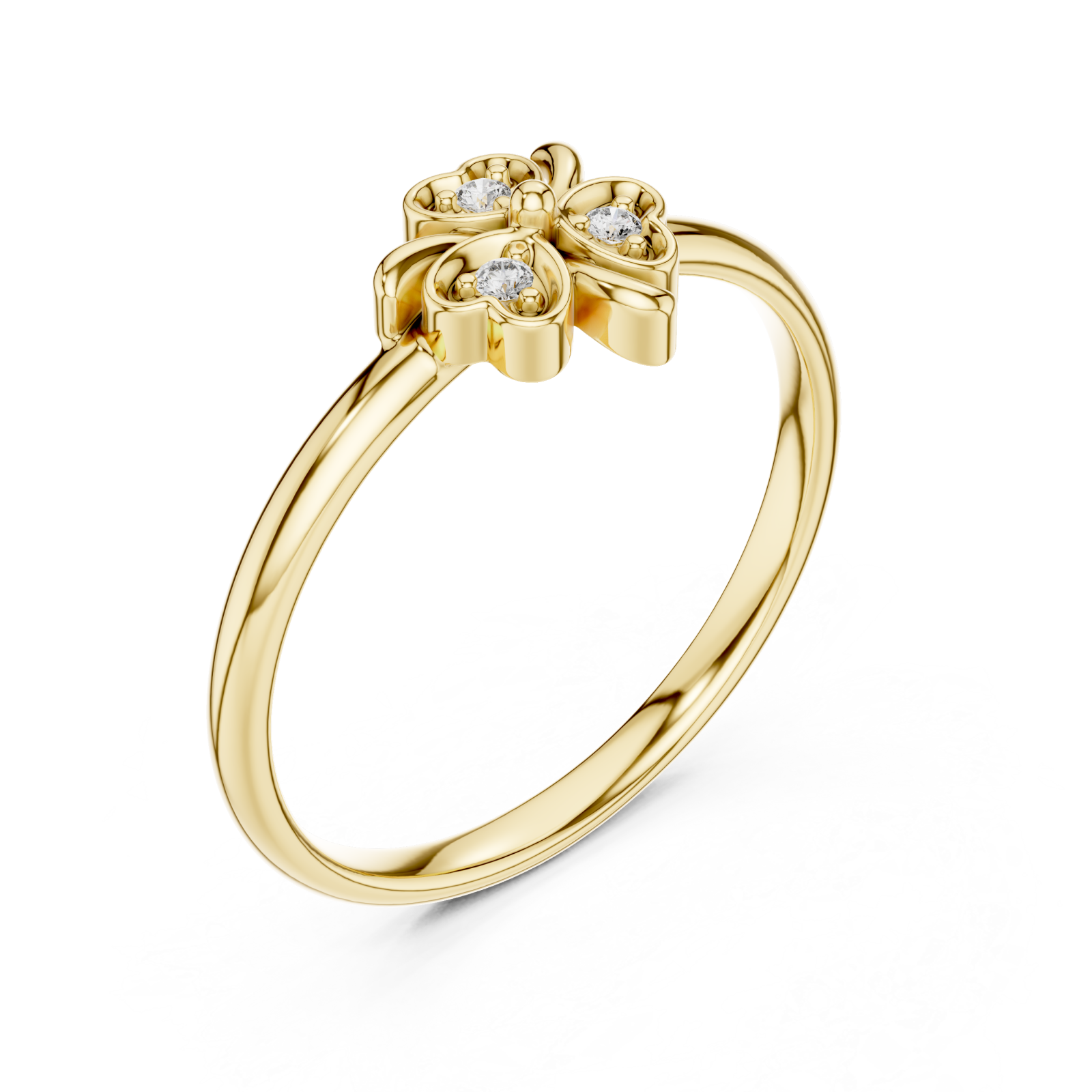 Gold Serene Petal Harmony Solitaire Band Ring Right View
