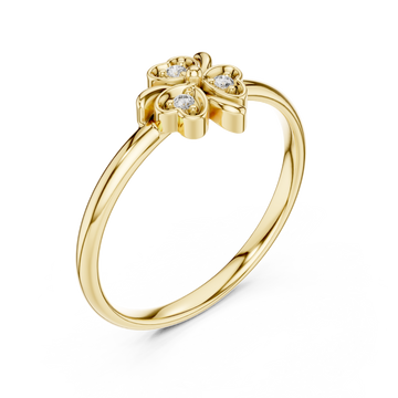 Gold Serene Petal Harmony Solitaire Band Ring Right View