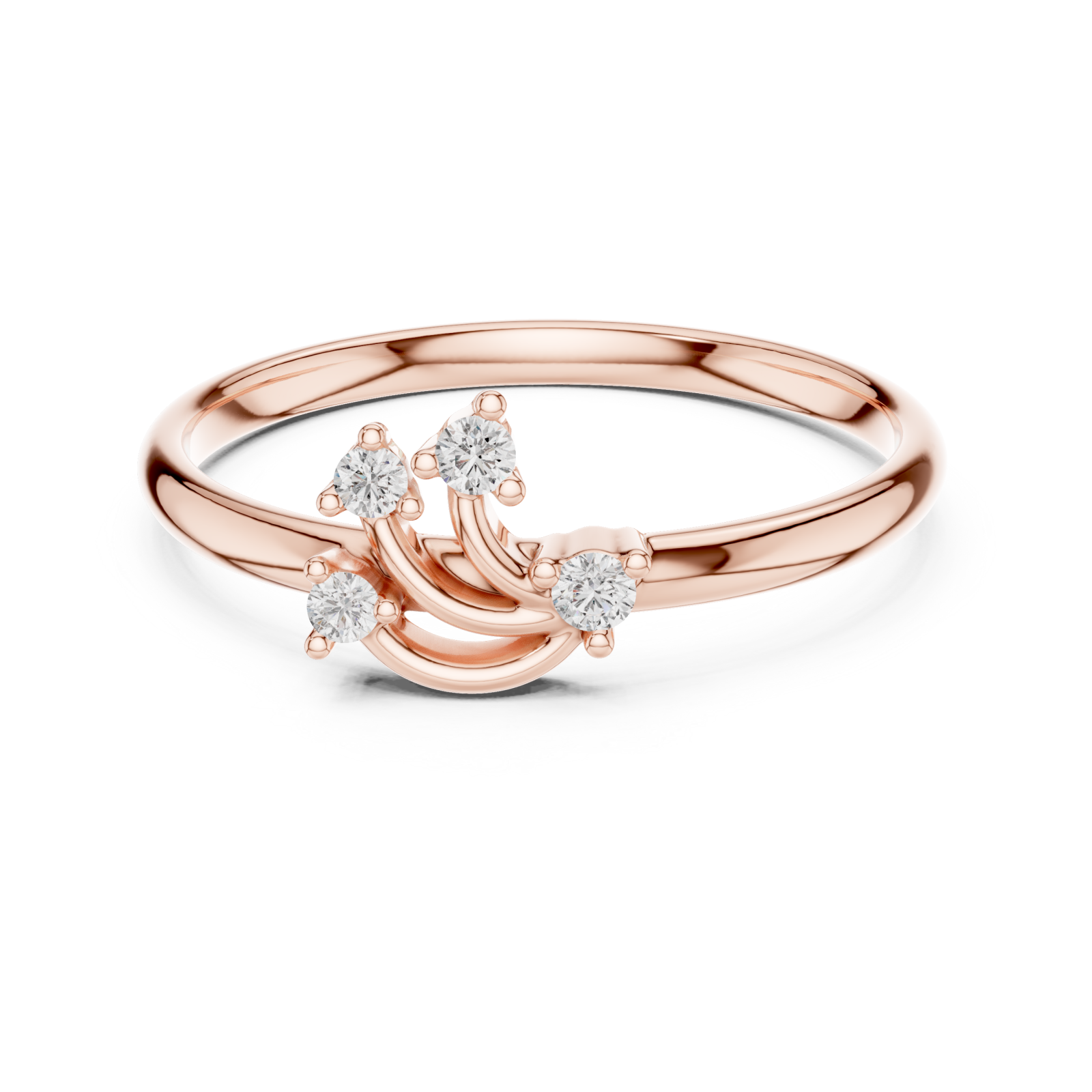  Rose Gold Twilight Arc Duo Embrace Ring Front View