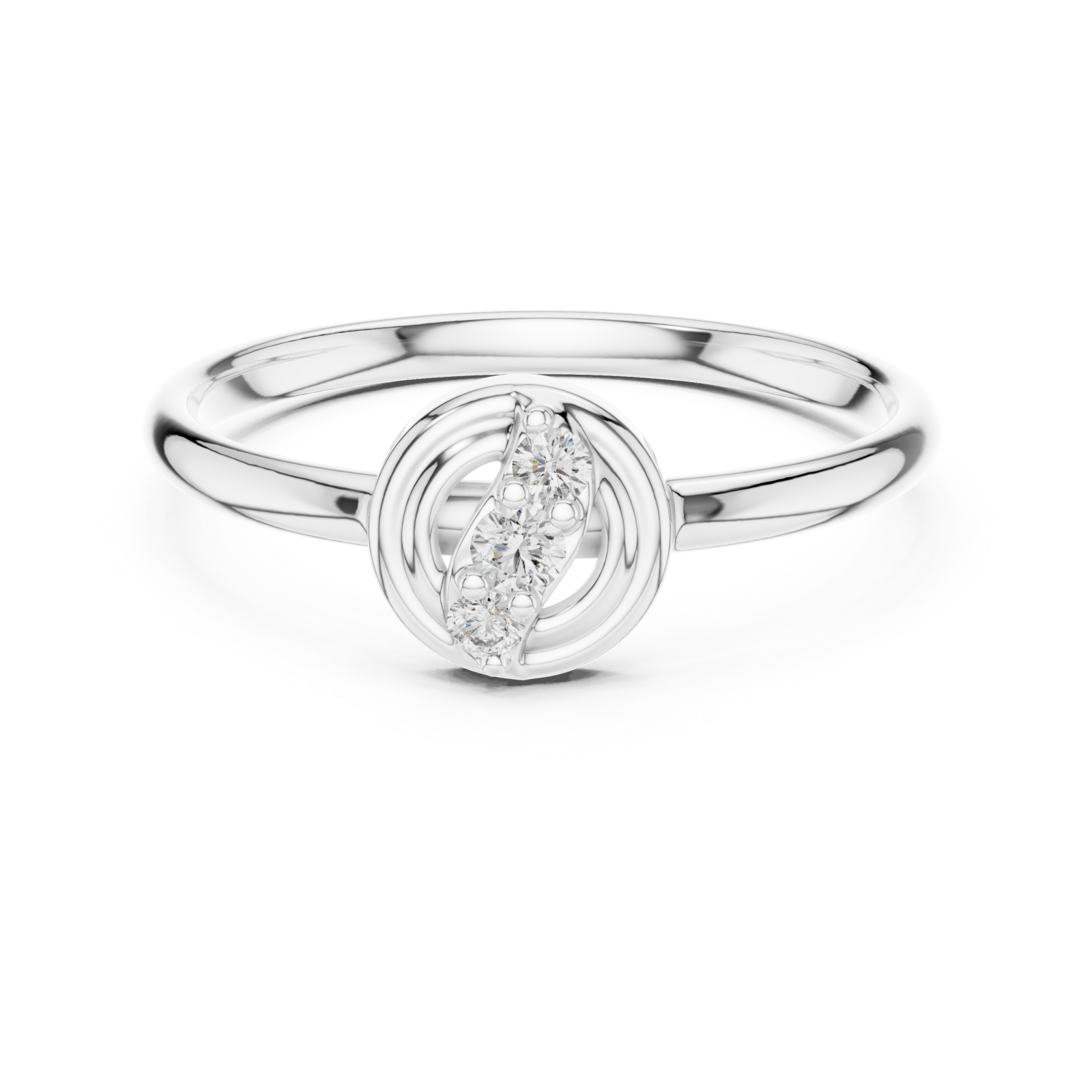  White Gold Celestial Orbit Grace Ring Front View