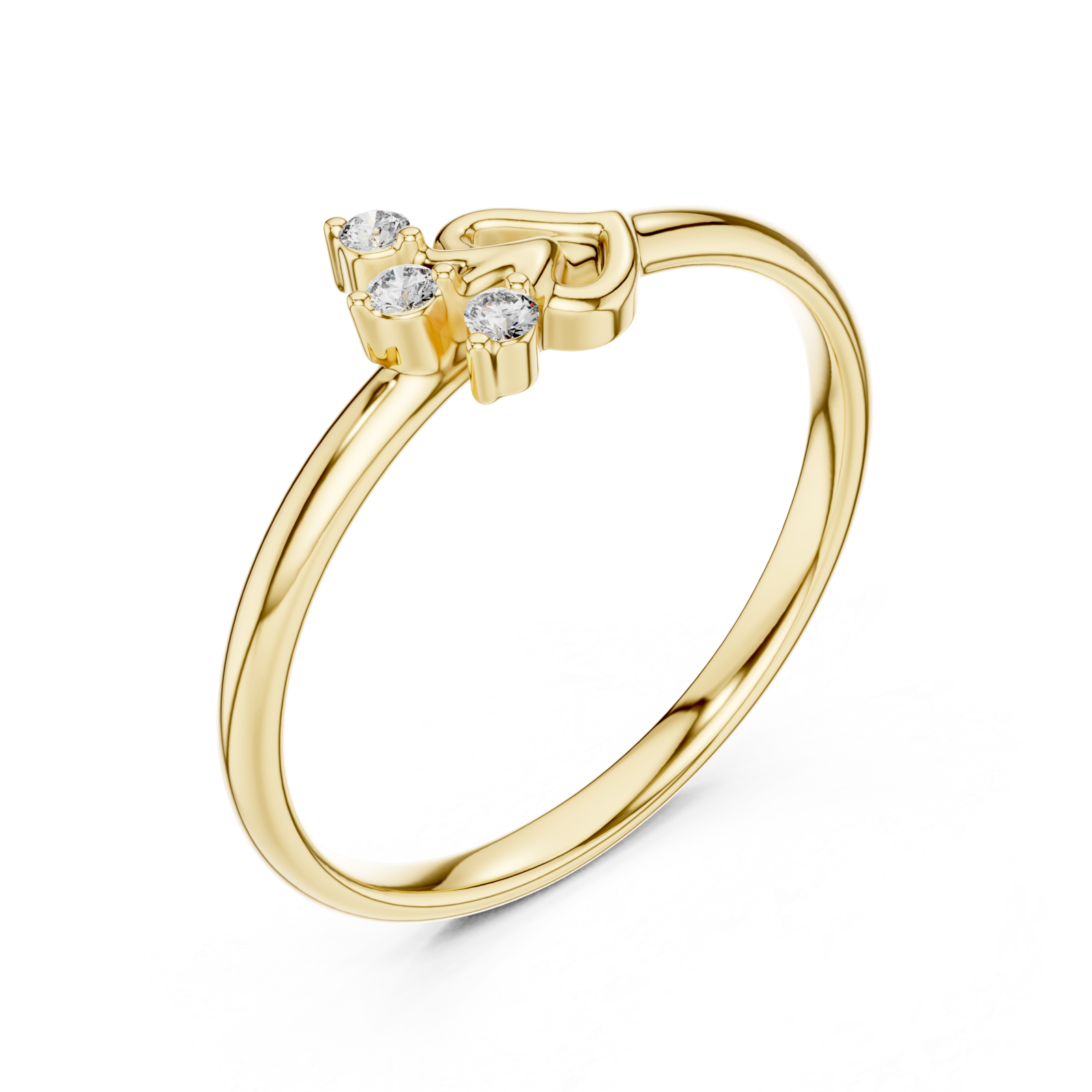 Gold Embrace Muse Solitary Ring Right View