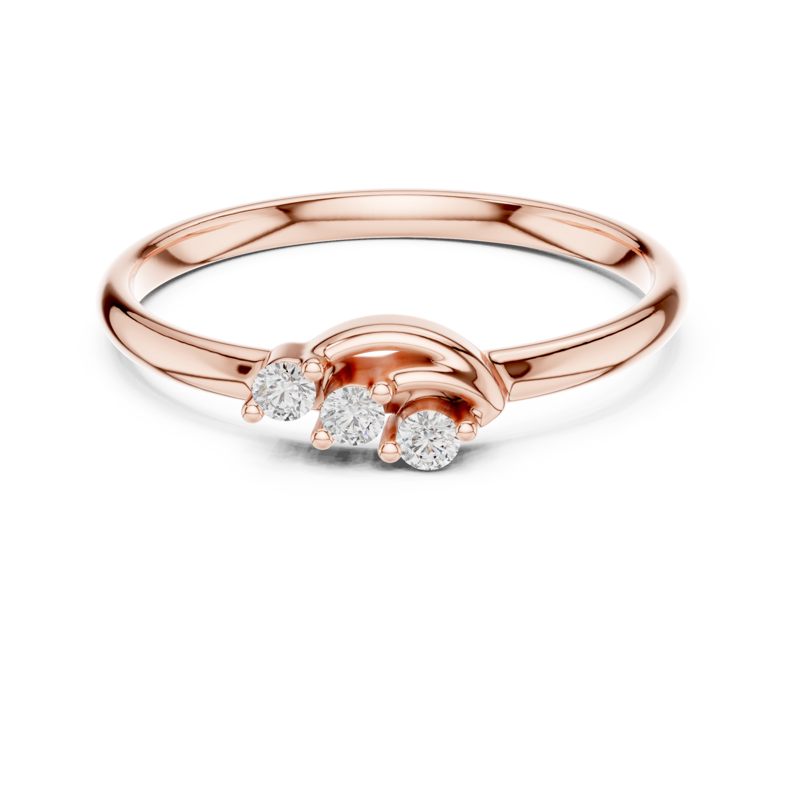  Rose Gold Celeste Trio Wave Ring Front View
