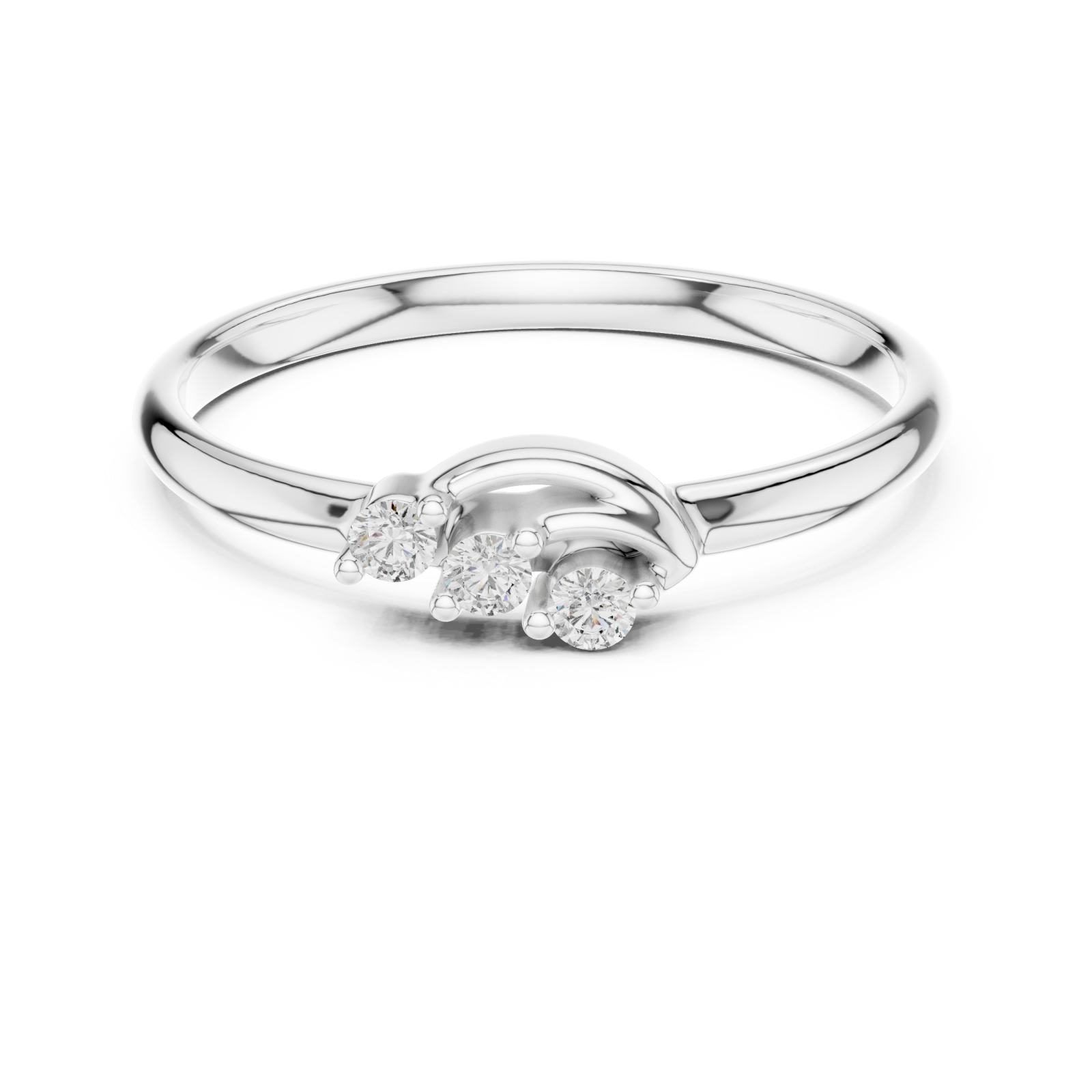  White Gold Celeste Trio Wave Ring Front View