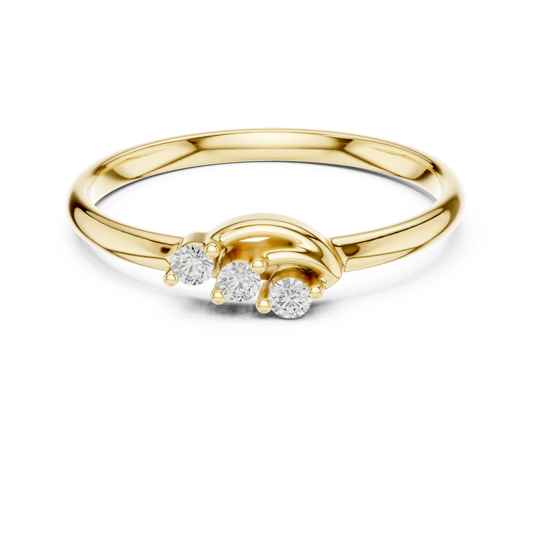 Gold Celeste Trio Wave Ring Right View
