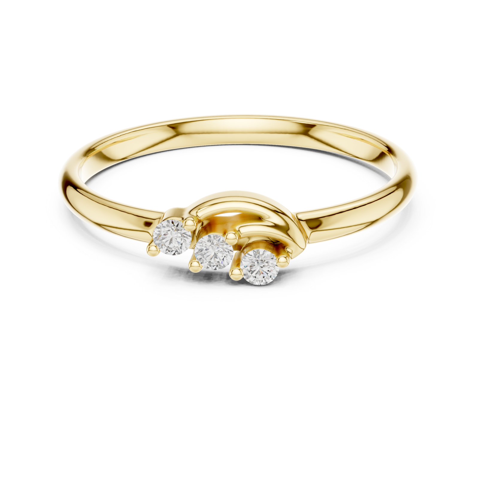  Gold Celeste Trio Wave Ring Front View