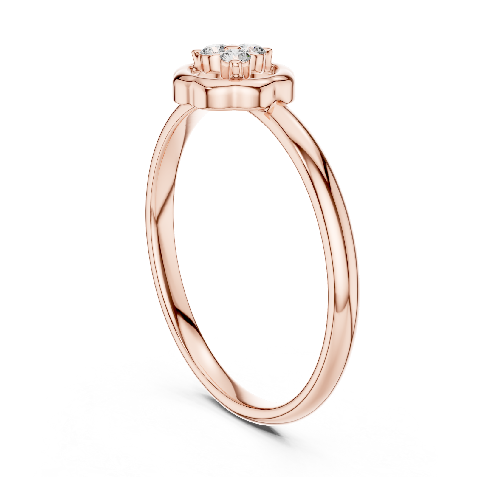  Rose Gold Whispering Petals Delicate Halo Accent Band Left View