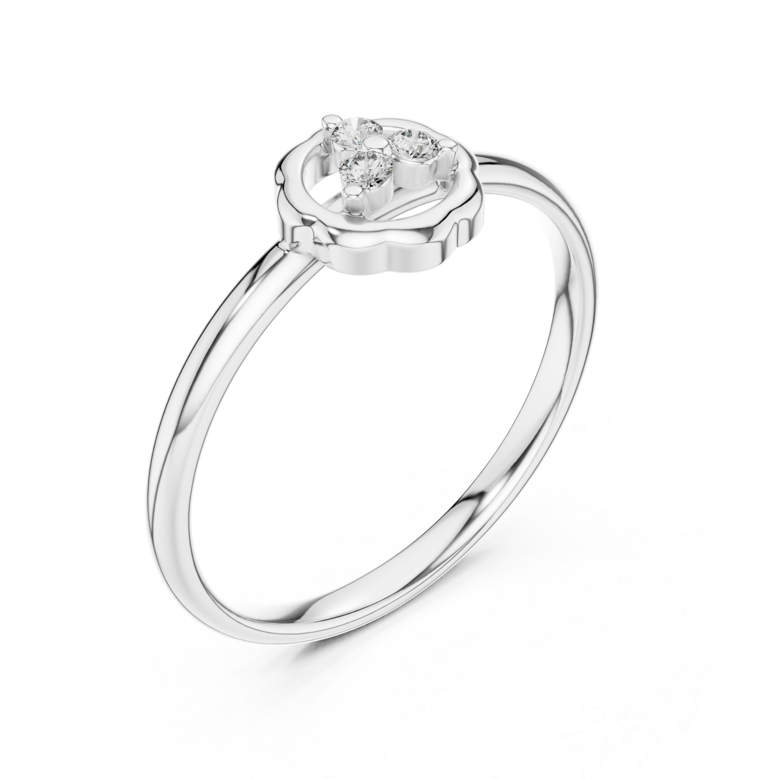  White Gold Whispering Petals Delicate Halo Accent Band Right View