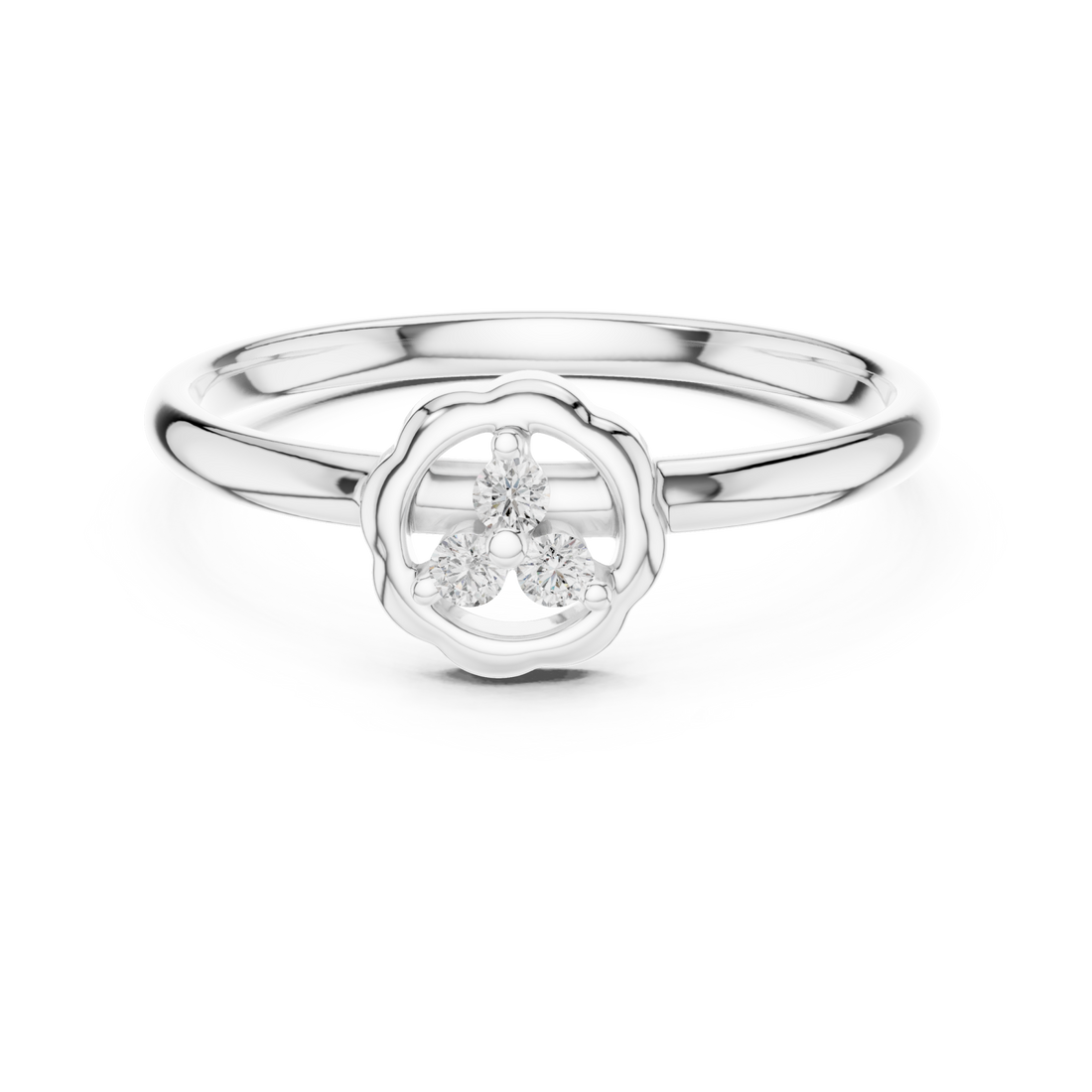  White Gold Whispering Petals Delicate Halo Accent Band Right View