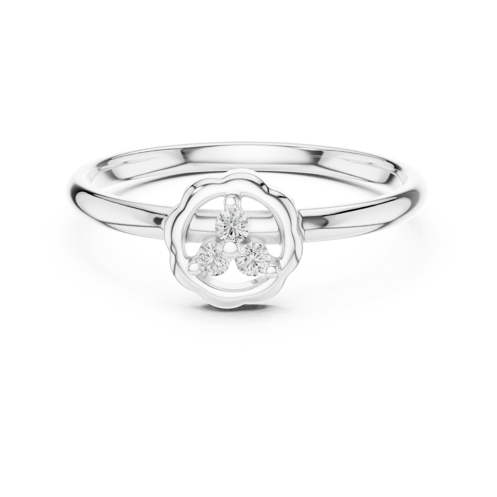  White Gold Whispering Petals Delicate Halo Accent Band Front View
